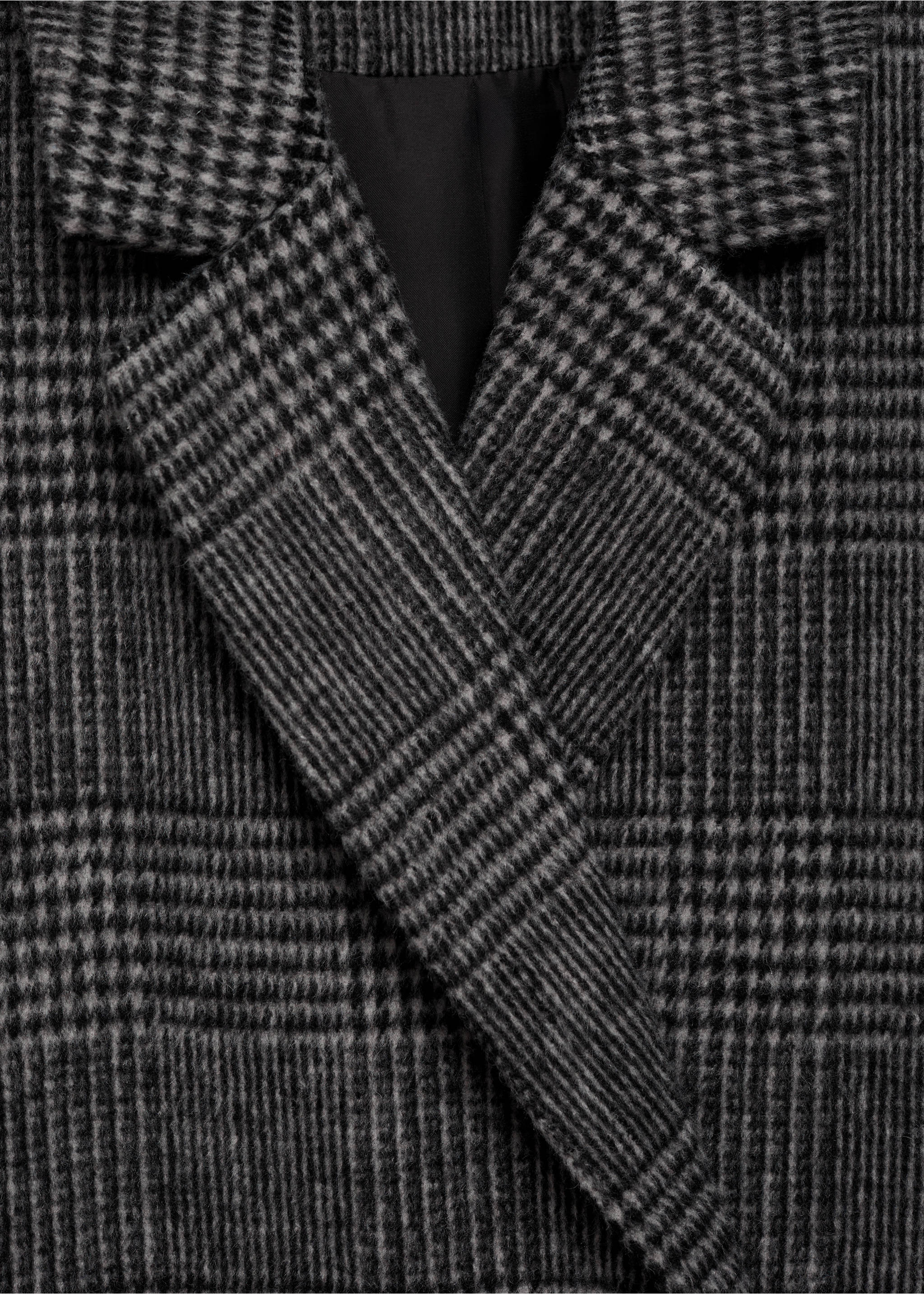 Checked wool-blend overcoat - Details of the article 8, Grey. Ref: 77017115-00.