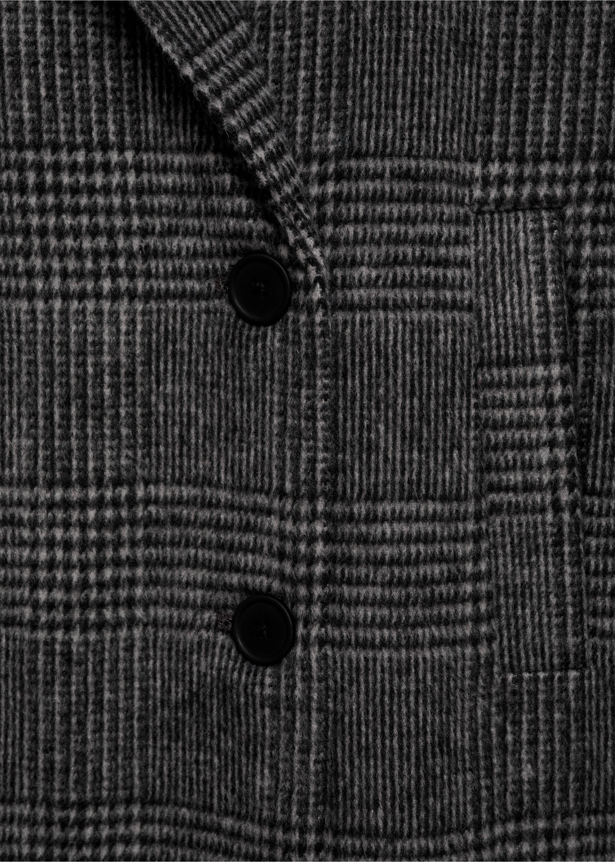 Checked wool-blend overcoat - Details of the article 0, Grey. Ref: 77017115-00.
