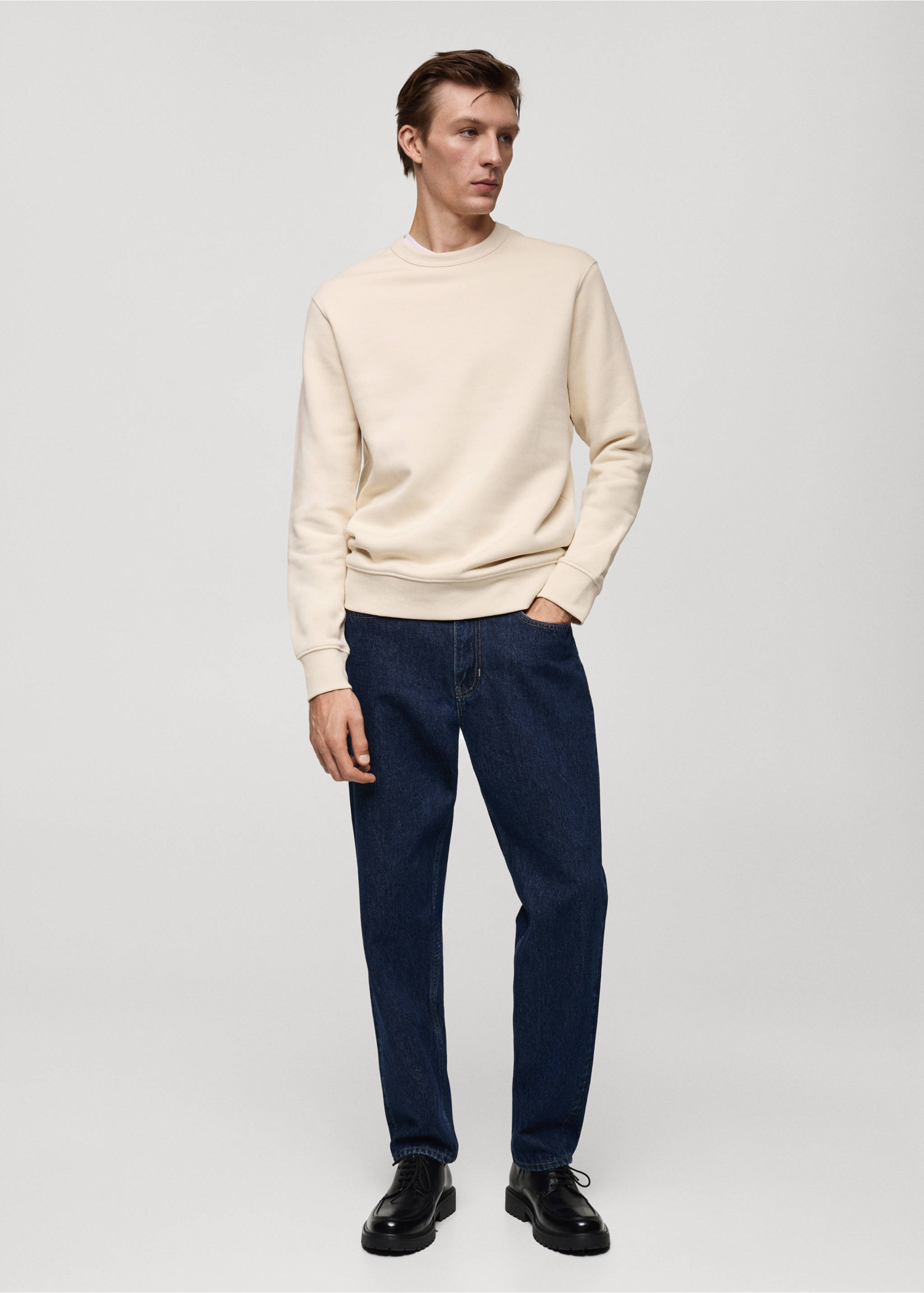 Plush cotton sweatshirt - General plane, Ecru. Ref: 77017117-00.