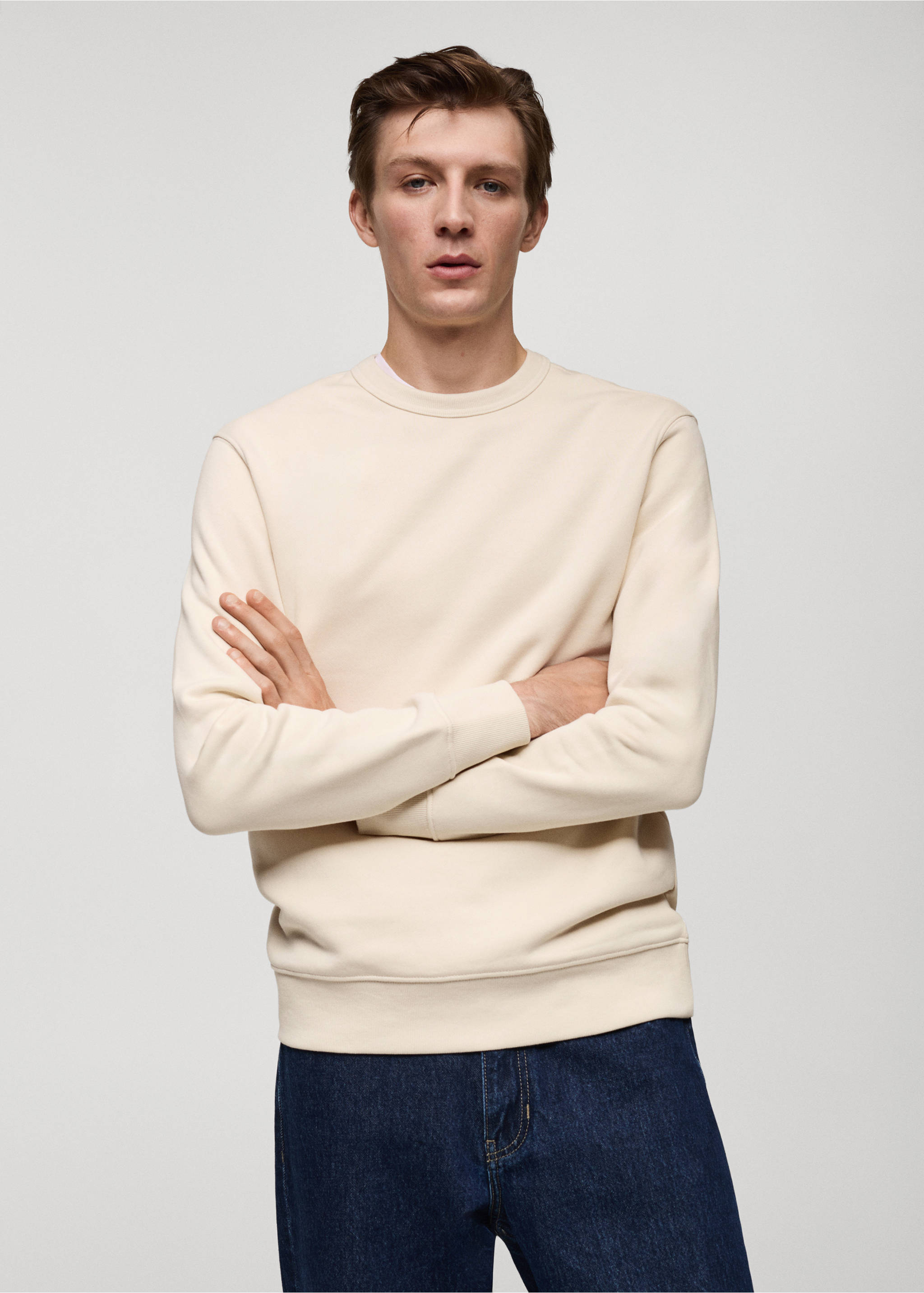 Plush cotton sweatshirt - Medium plane, Ecru. Ref: 77017117-00.