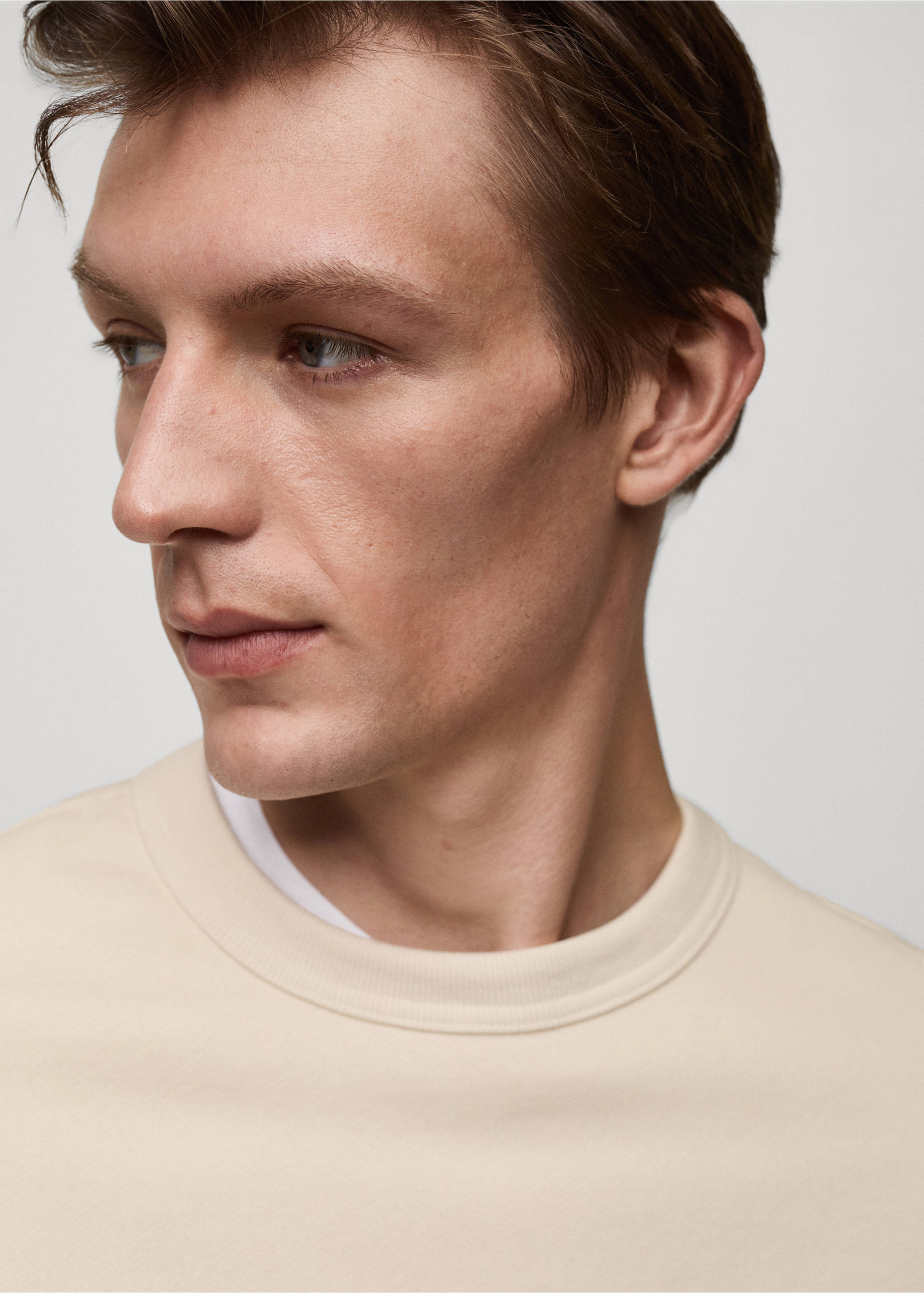 Plush cotton sweatshirt - Details of the article 1, Ecru. Ref: 77017117-00.