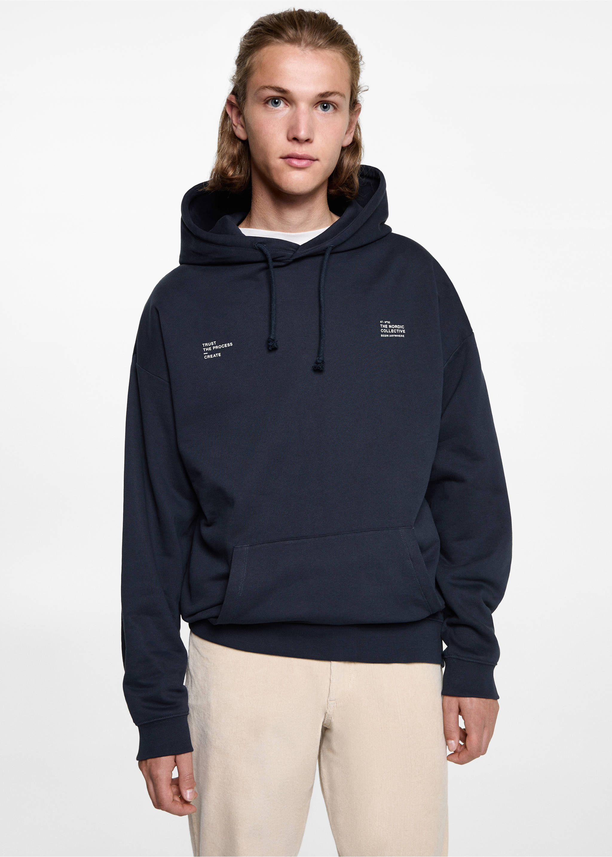 Printed hoodie - Medium plane, Dark Navy. Ref: 77017120-00.