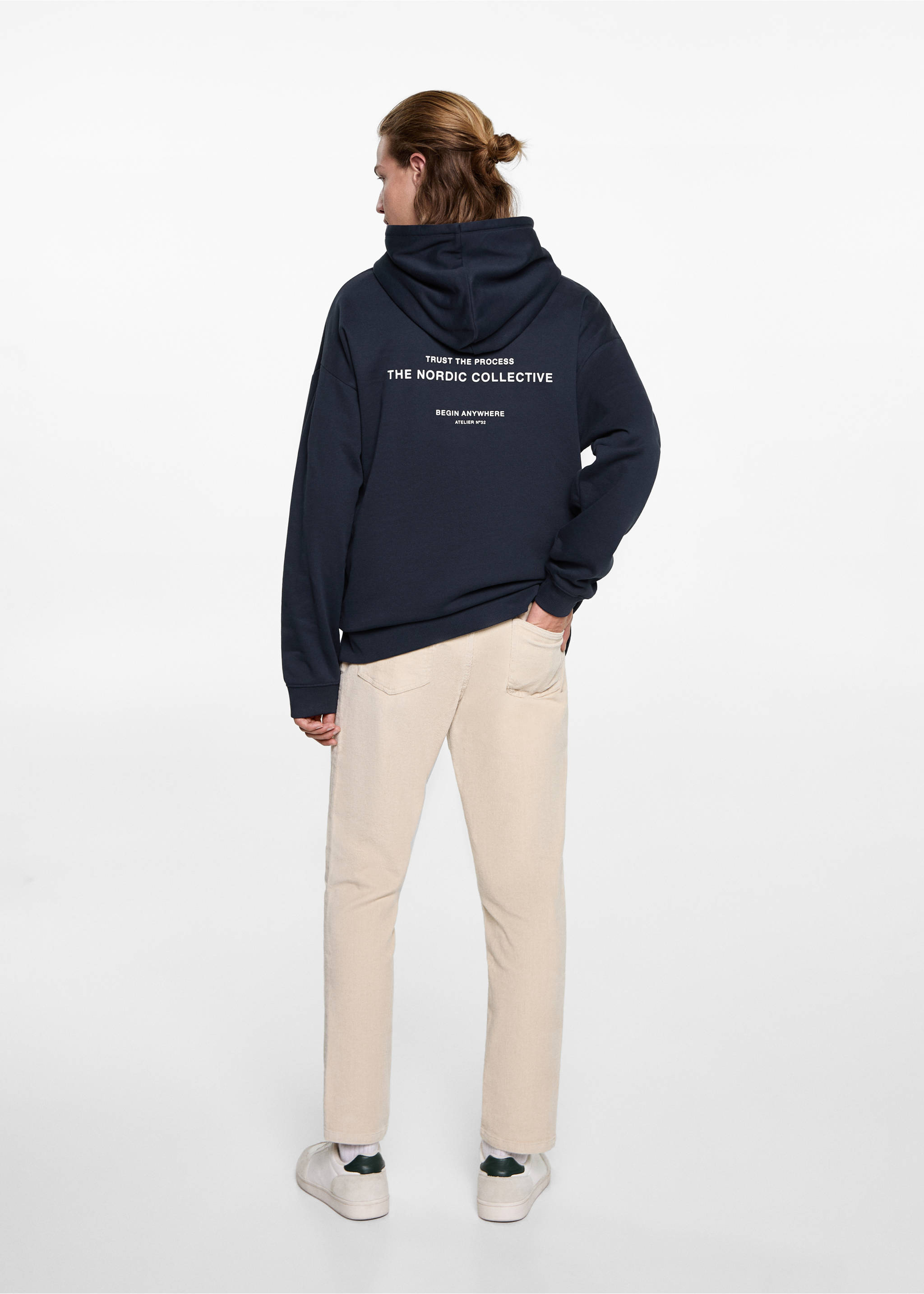 Printed hoodie - Reverse of the article, Dark Navy. Ref: 77017120-00.