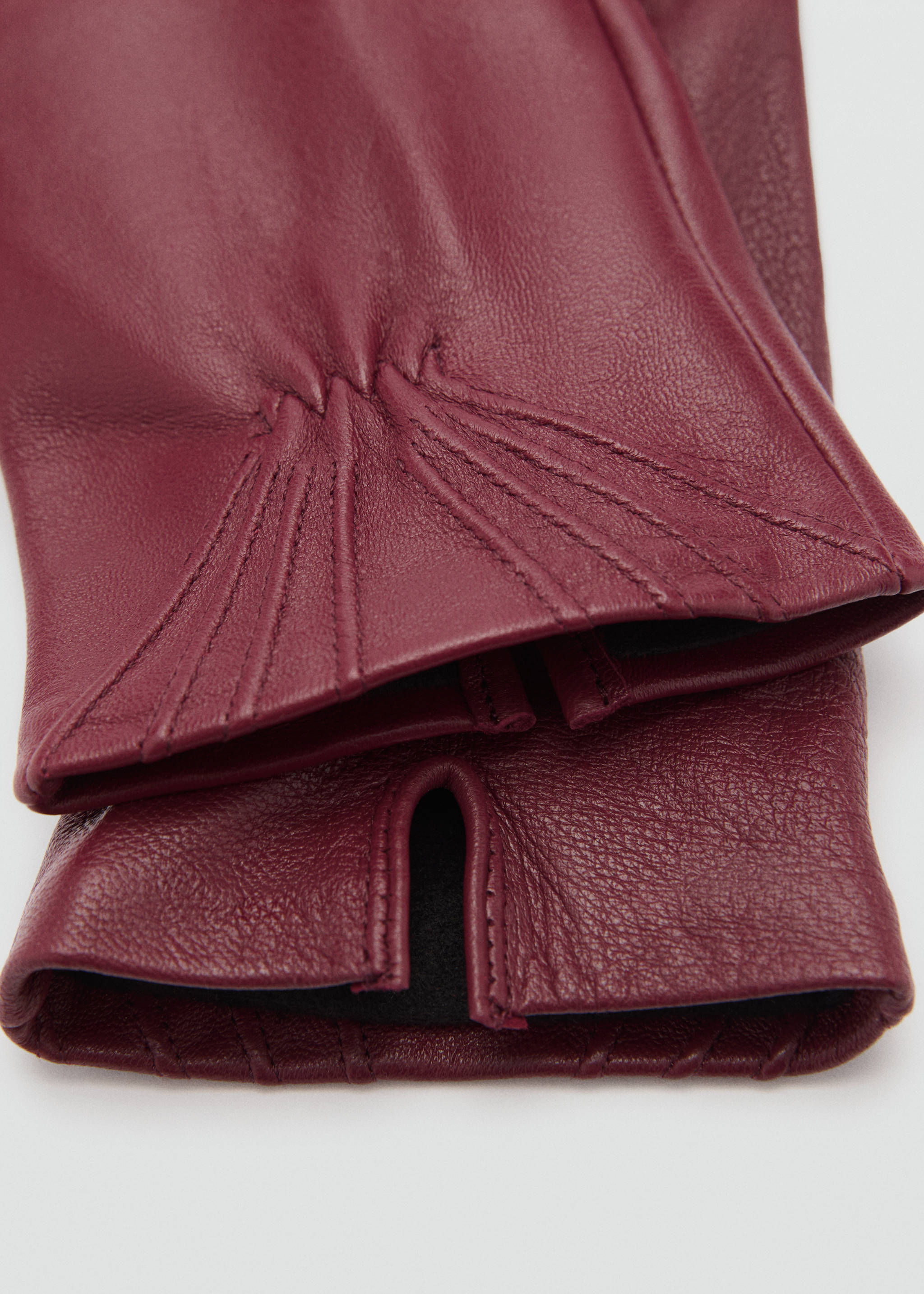 Leather gloves with ruched detail - Medium plane