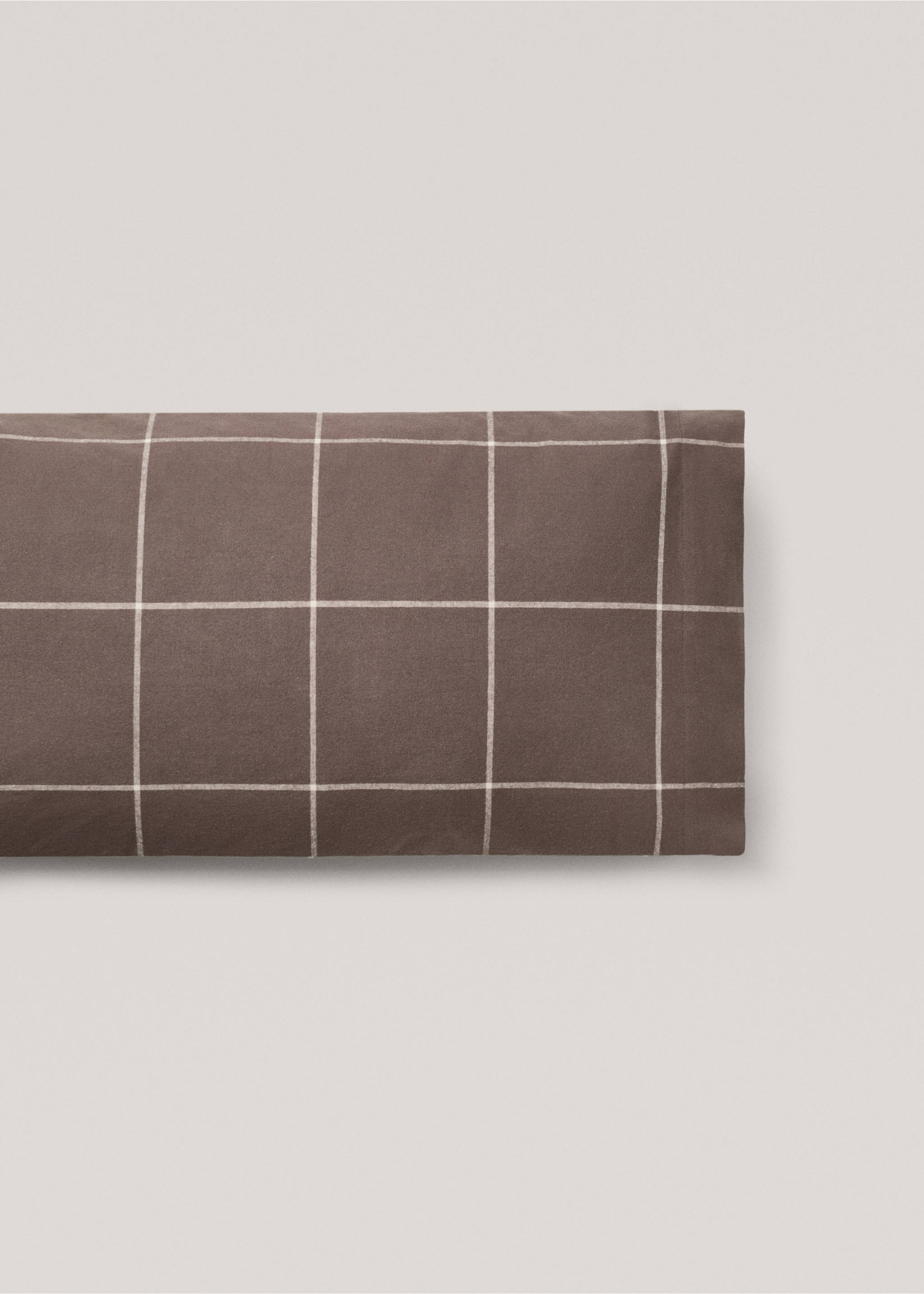 Rutete putetrekk i bomullsflanell,  45x110 cm - Artikkel uten modell, Sjokolade. Ref: 77017665-00.