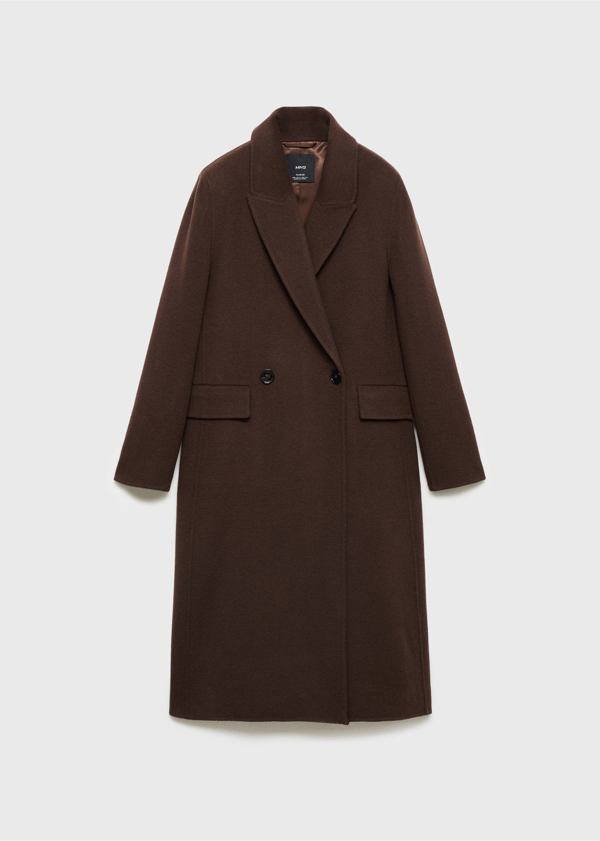 Manteau laine écharpe franges - Article sans modèle, Chocolat. Ref: 77017679-00.