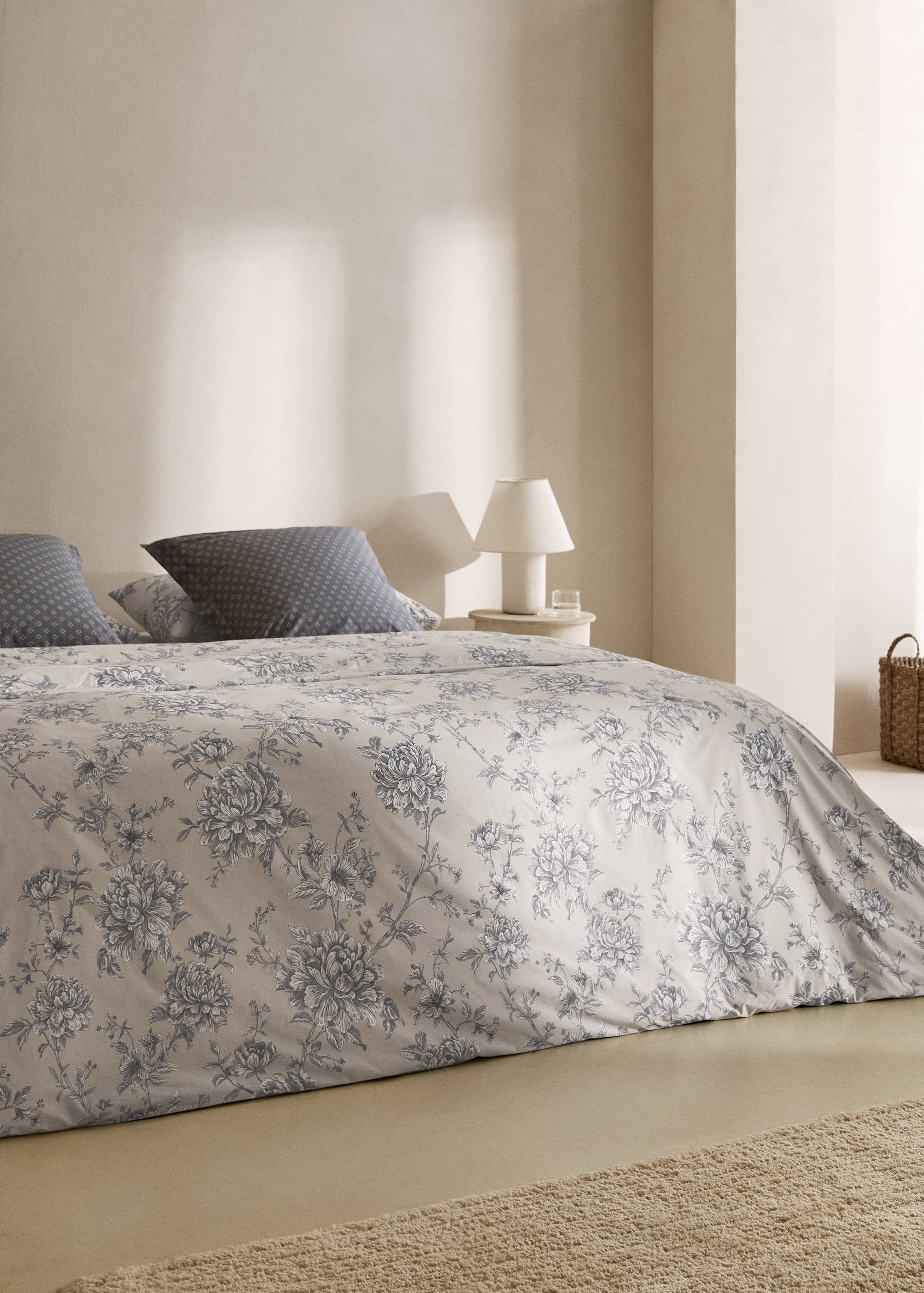 Housse de couette percale de coton fleurs lit 150 cm - Plan général