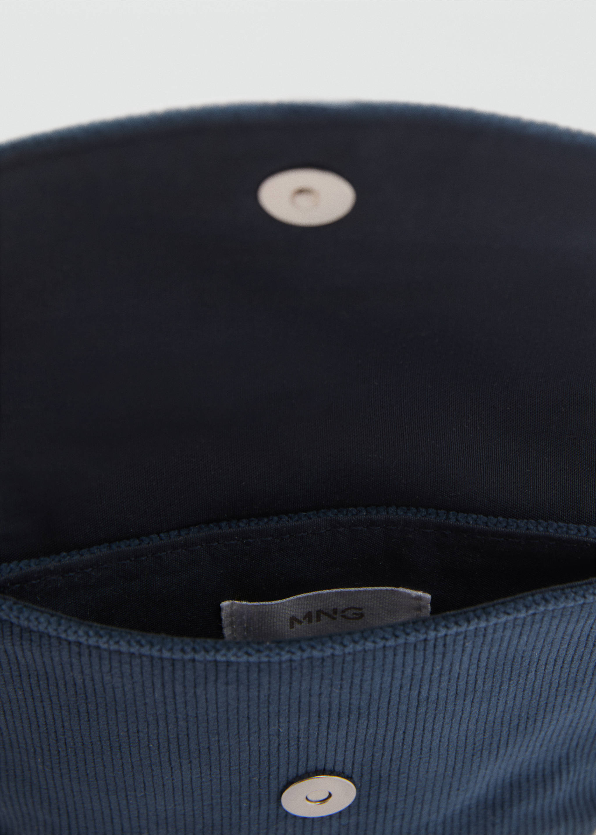 Corduroy mini bag - Details of the article 1, Aqua Green. Ref: 77017693-00.