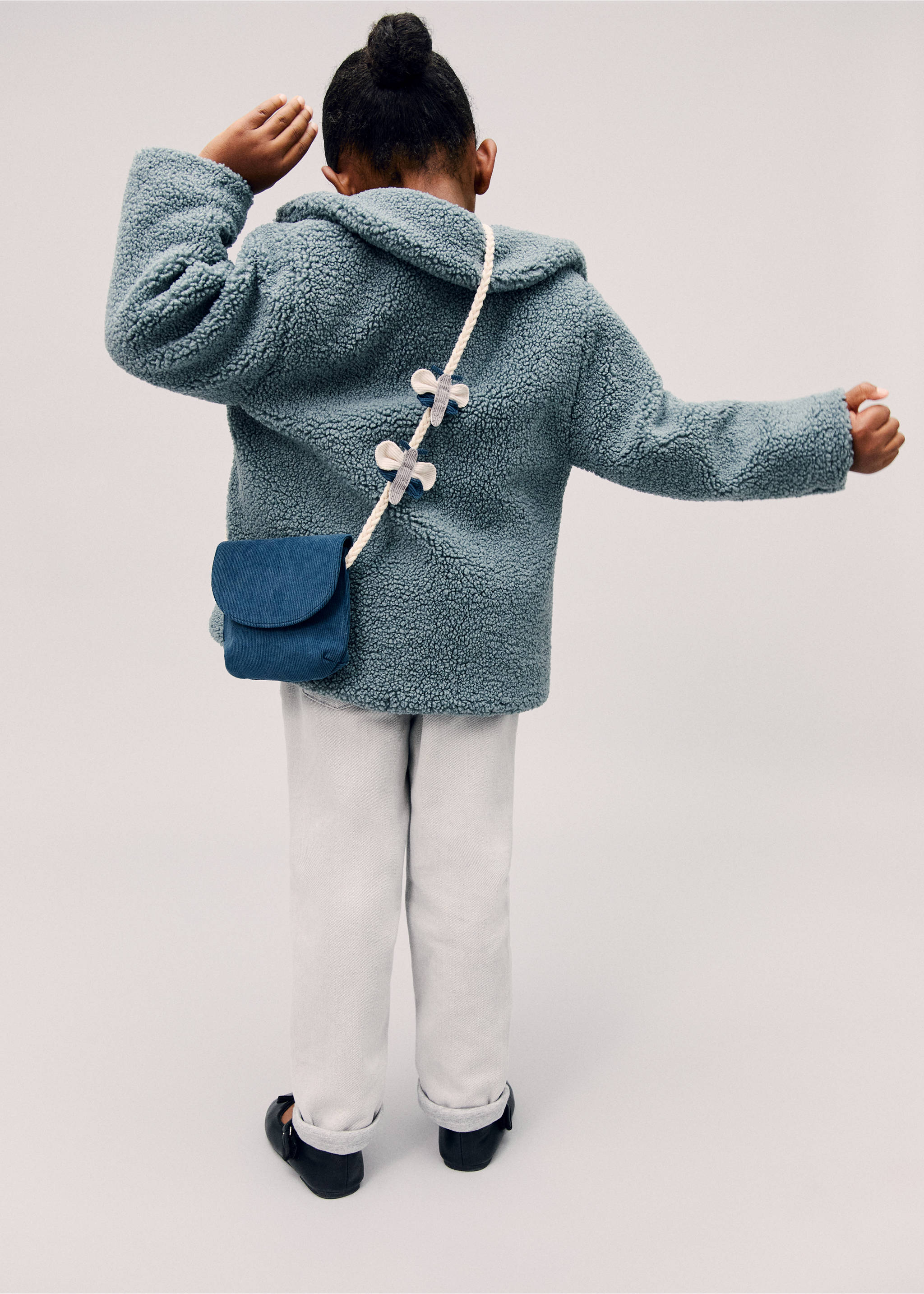 Corduroy mini bag - Details of the article 5, Aqua Green. Ref: 77017693-00.