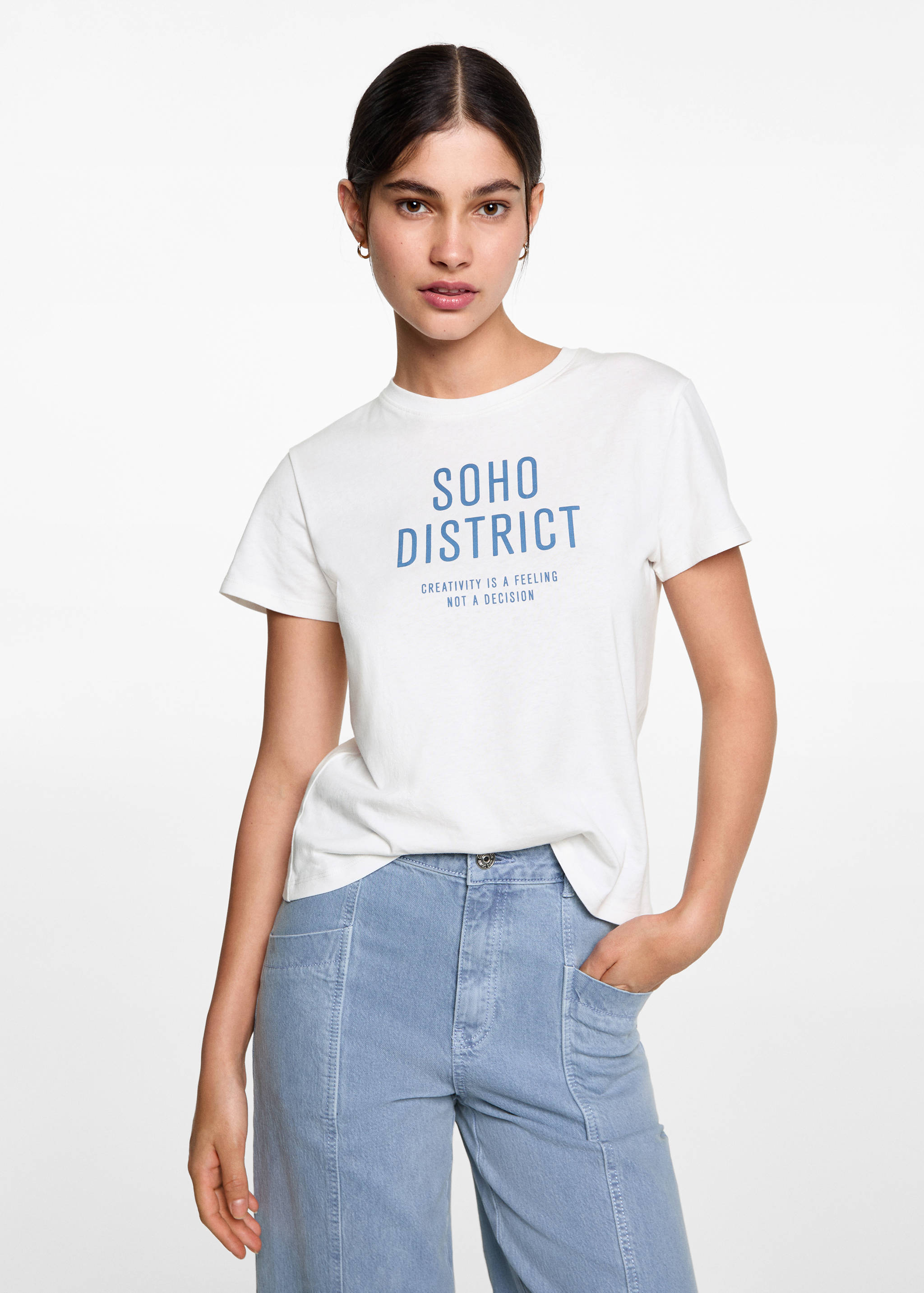 Printed cotton-blend T-shirt - Medium plane