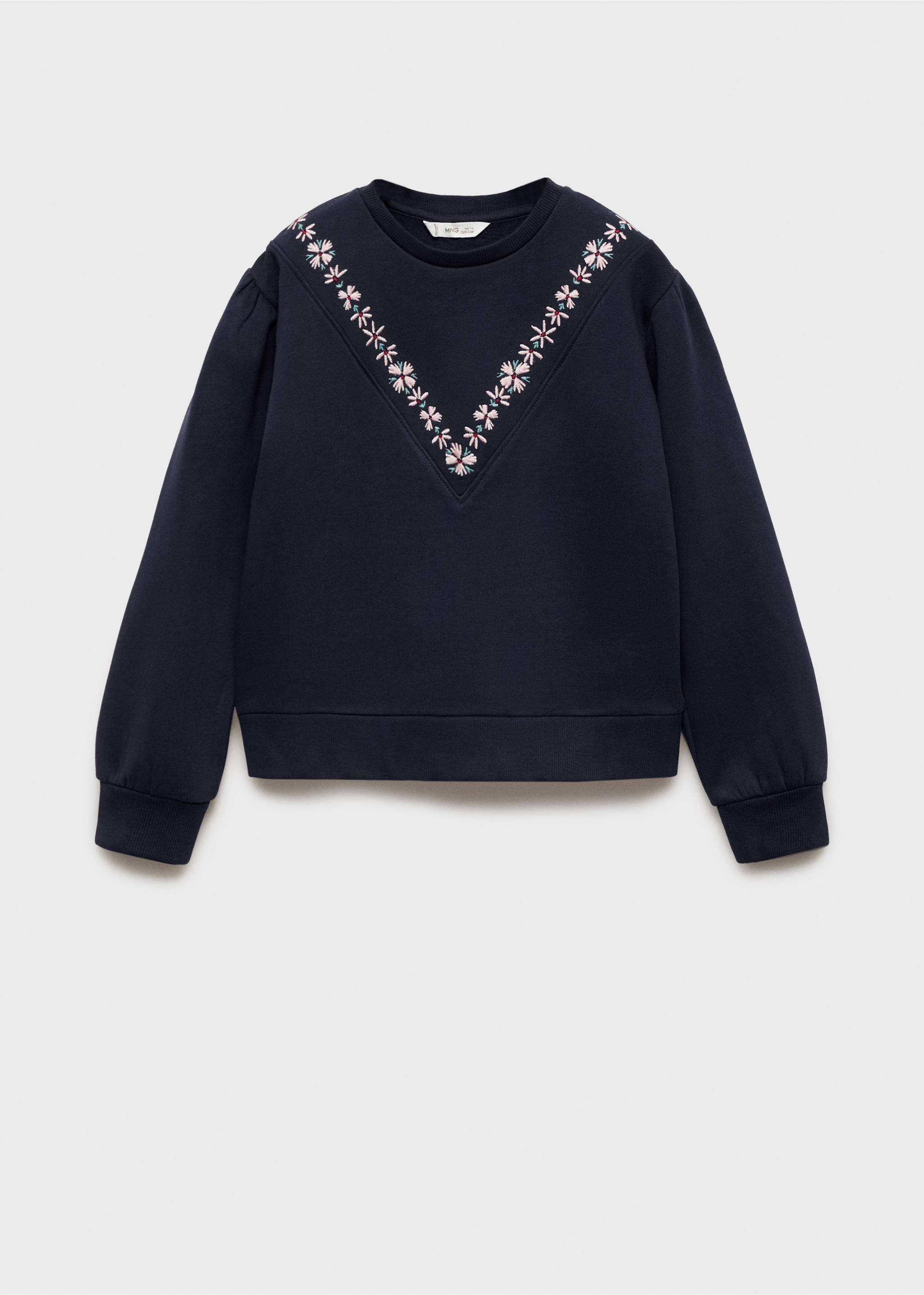 Floral embroidered sweatshirt - Article without model, Dark Navy. Ref: 77017697-00.