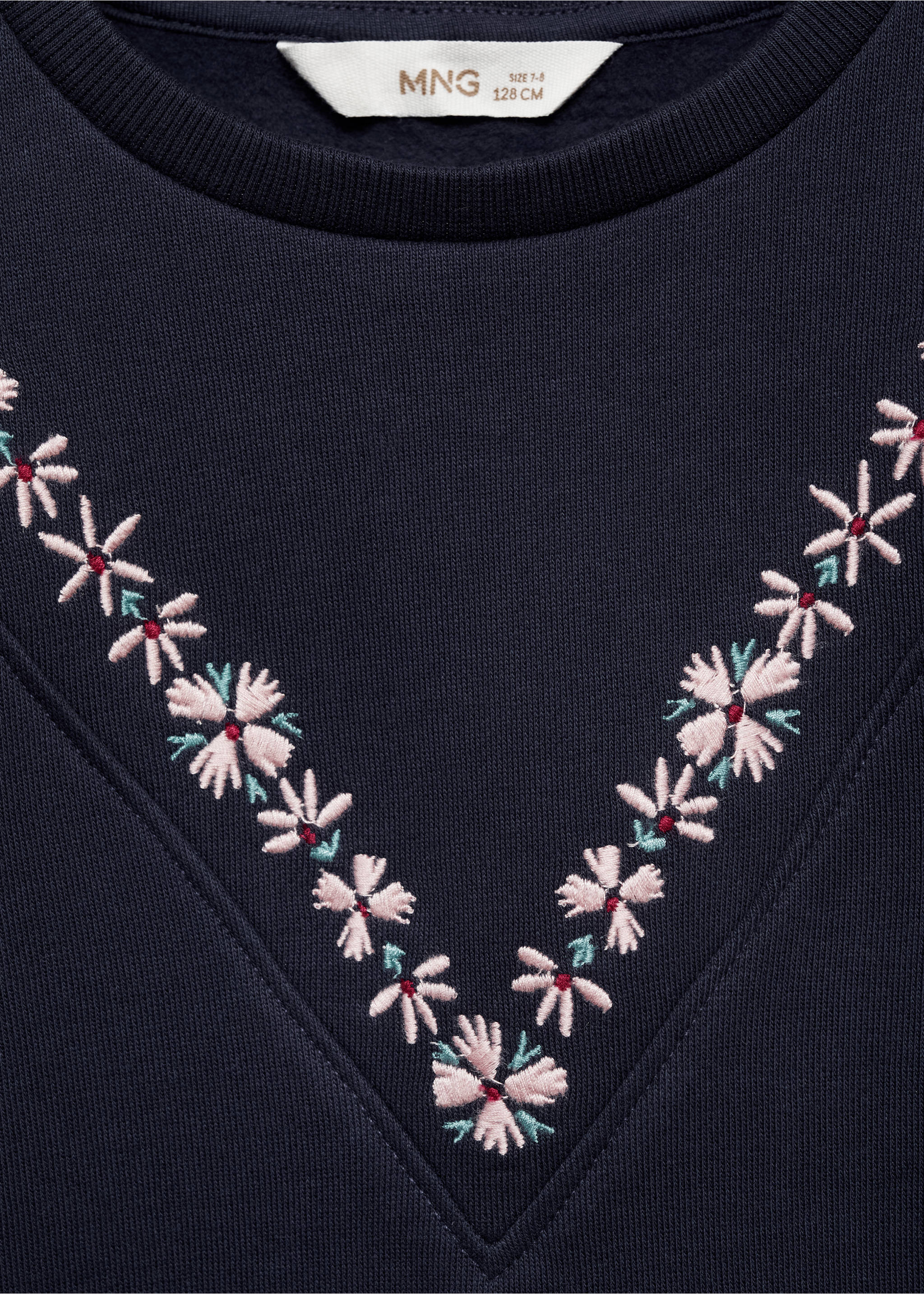 Floral embroidered sweatshirt - Details of the article 8, Dark Navy. Ref: 77017697-00.