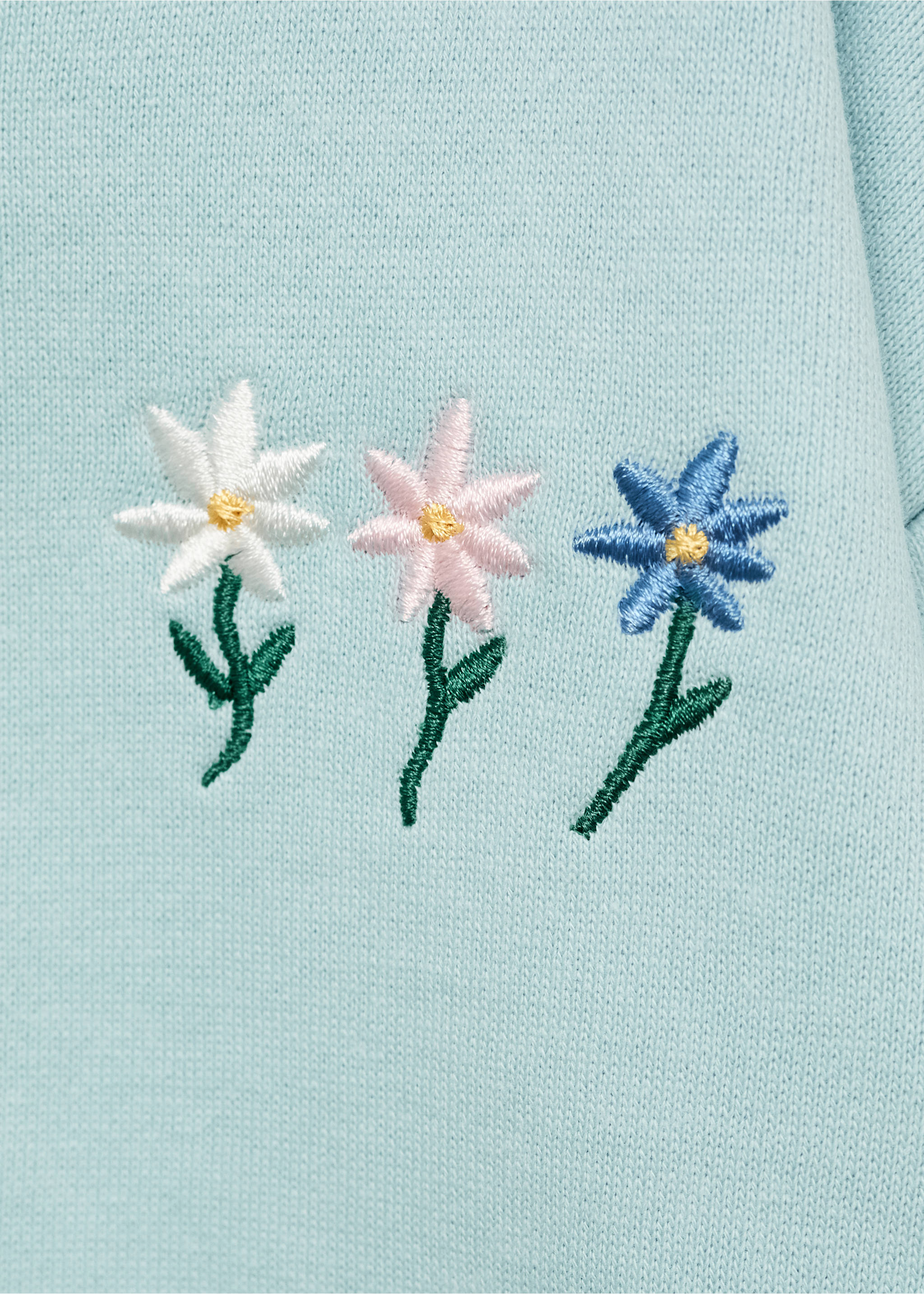 Floral embroidered sweatshirt - Details of the article 8, Aqua Green. Ref: 77017698-00.
