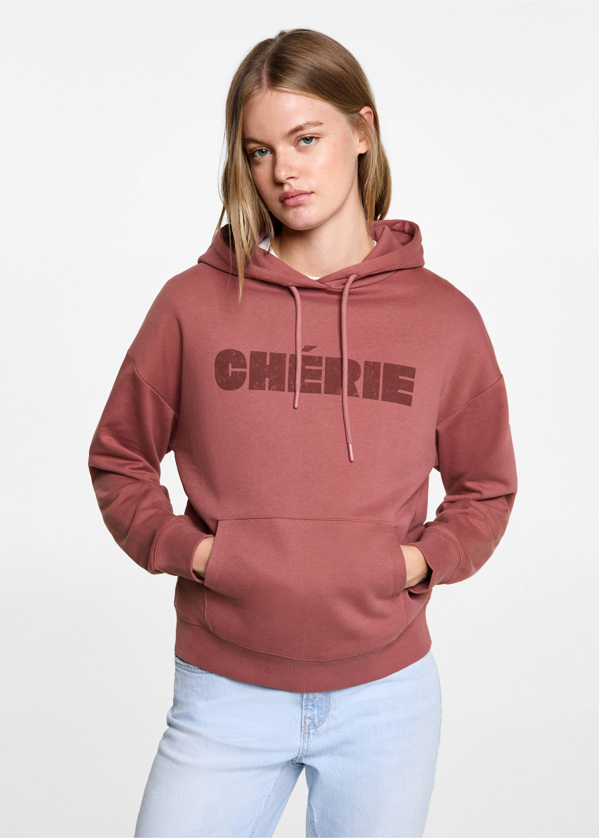 Sweat-shirt coton imprimé - Plan moyen, Fraise. Ref: 77017699-00.