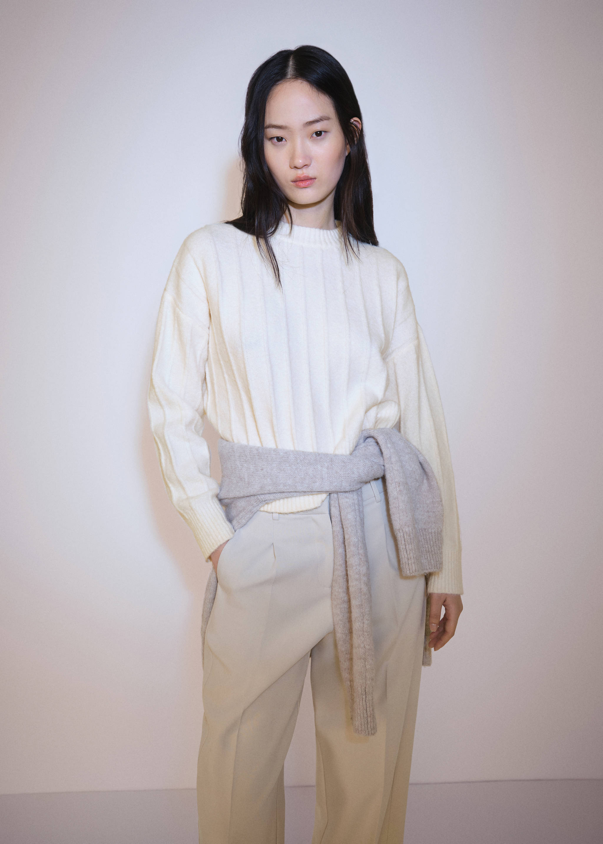 Knitted sweater with perkins neck - Medium plane