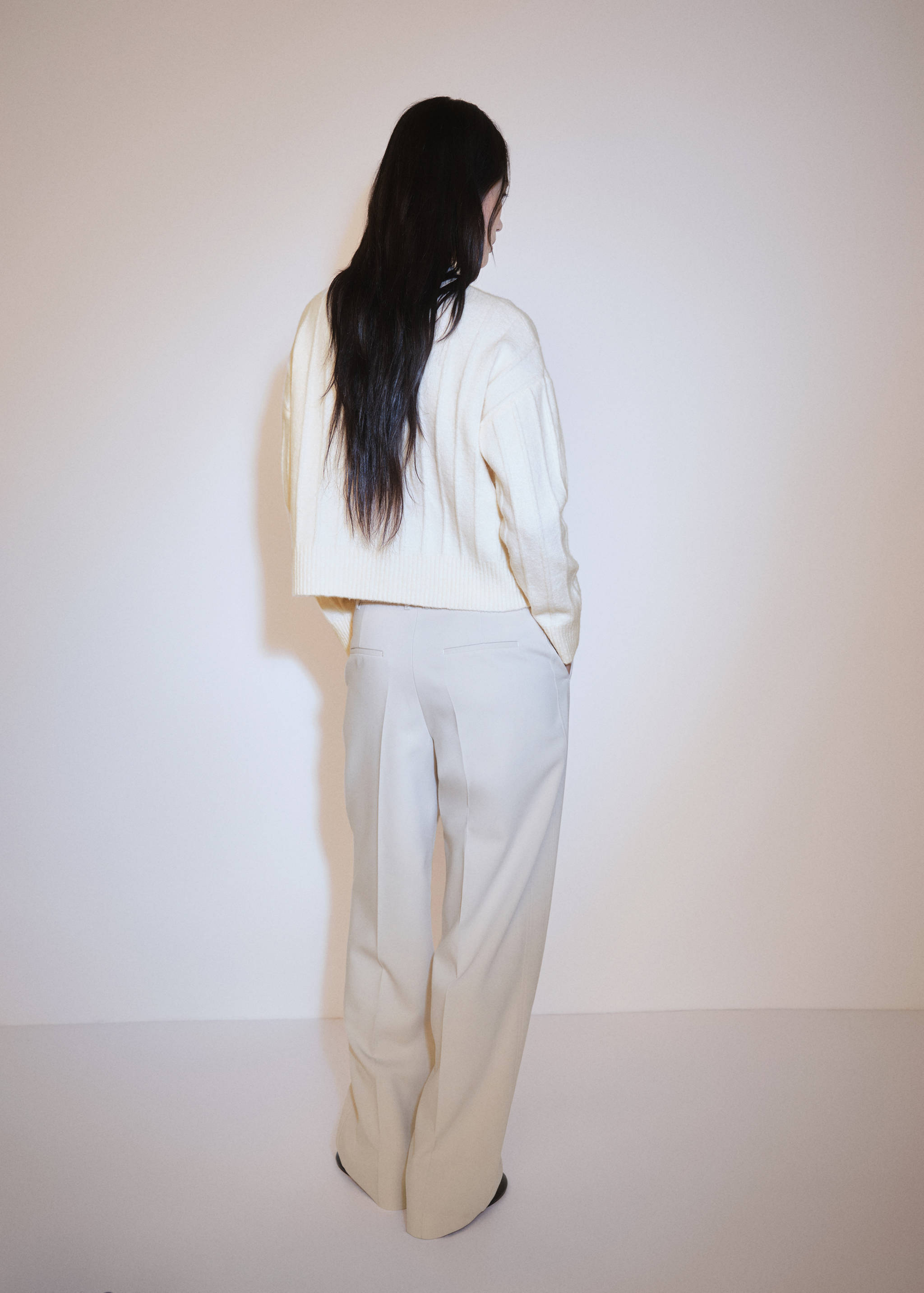 Knitted sweater with perkins neck - Reverse of the article