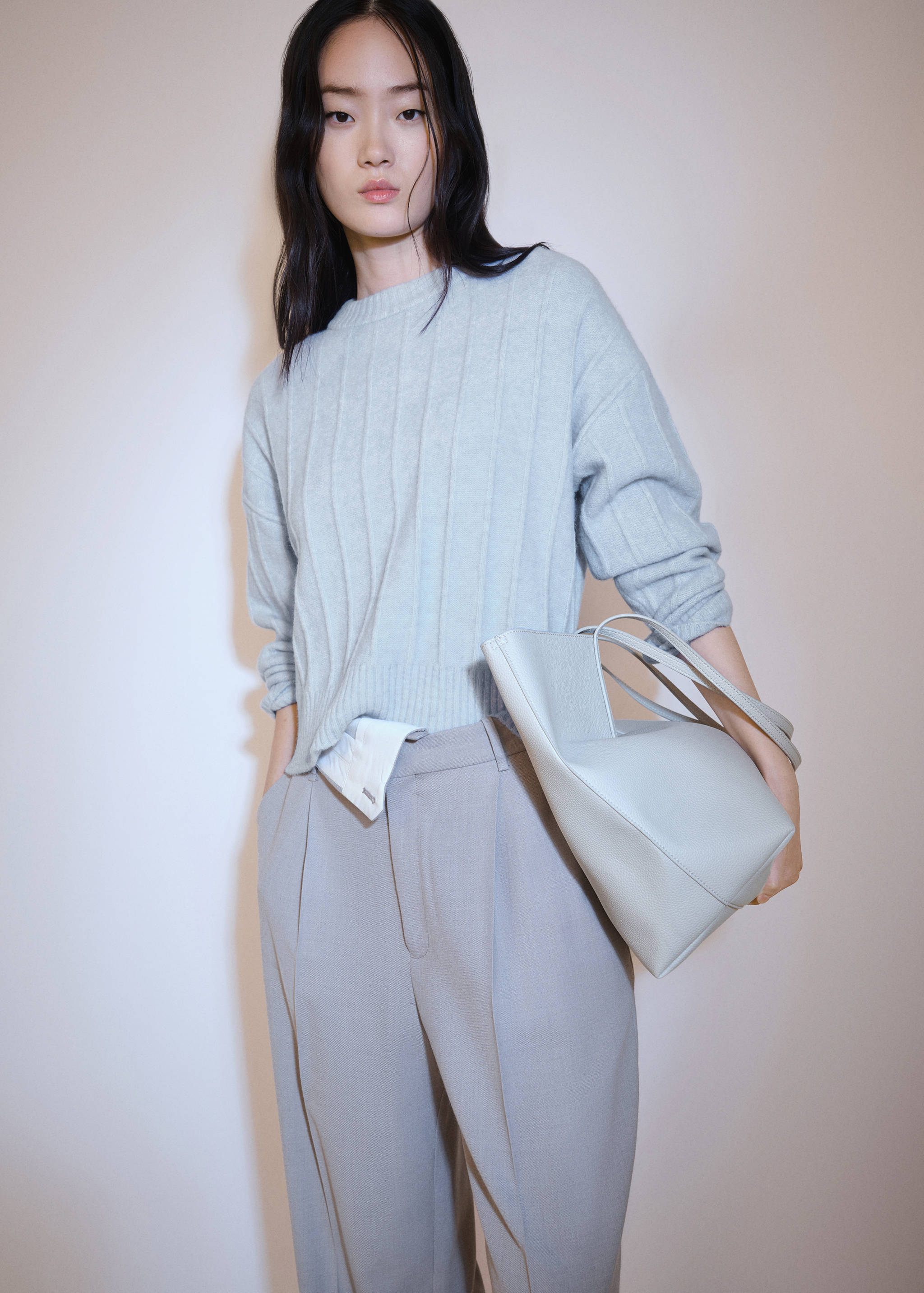 Knitted sweater with perkins neck - Medium plane