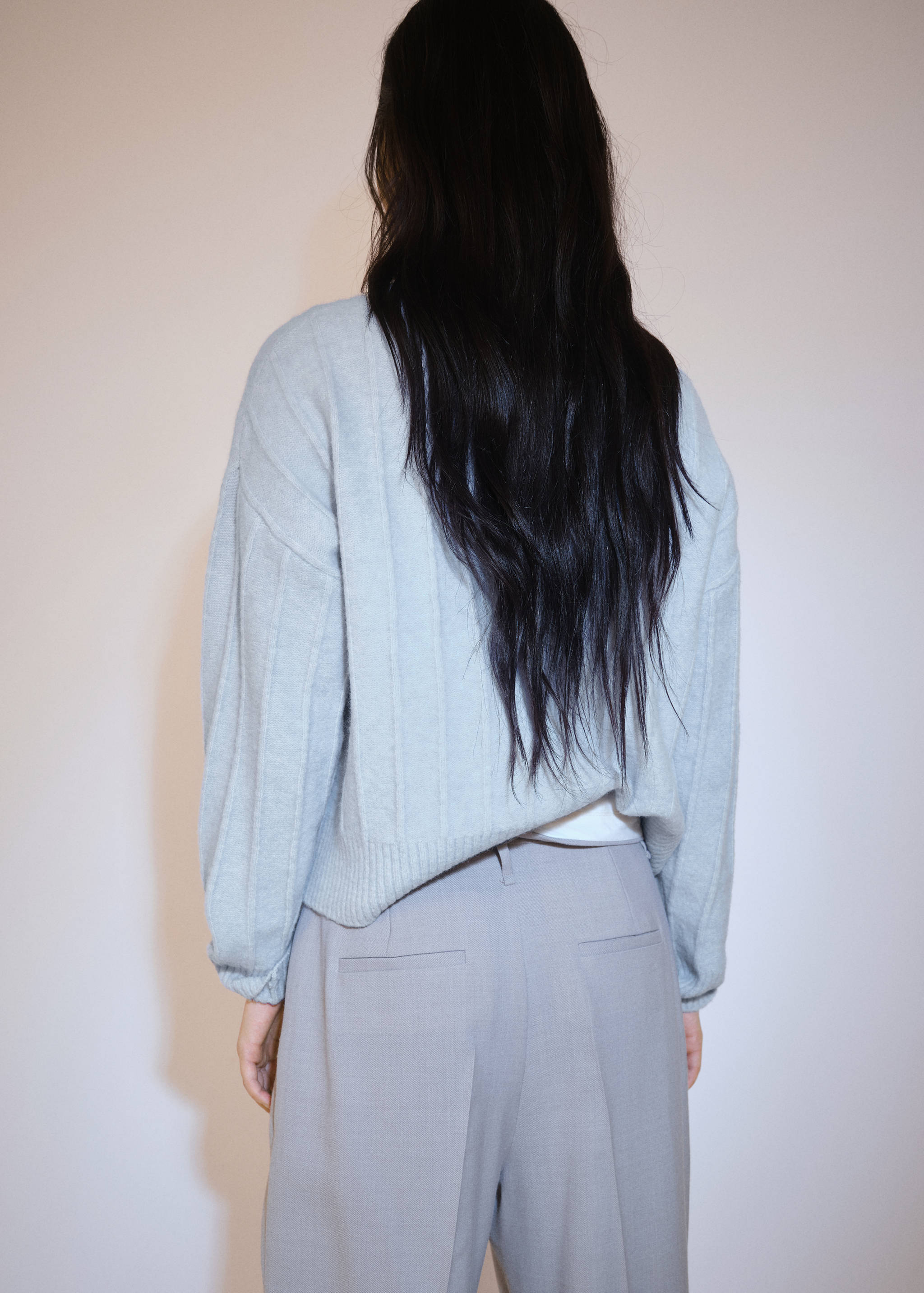 Knitted sweater with perkins neck - Reverse of the article