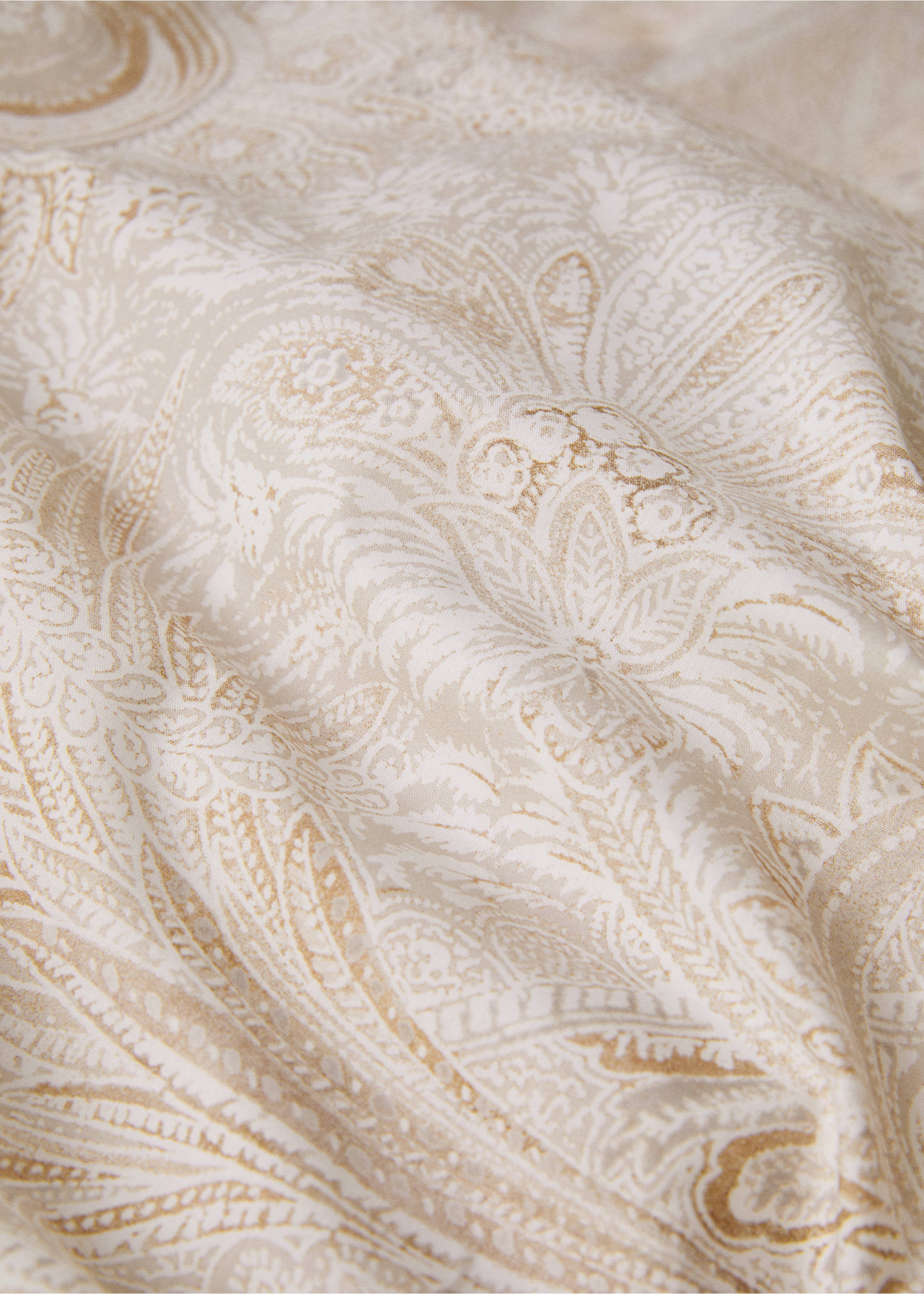 Percale cotton Paisley-print duvet cover for 150cm bed - Details of the article 1, Beige. Ref: 77017708-00.