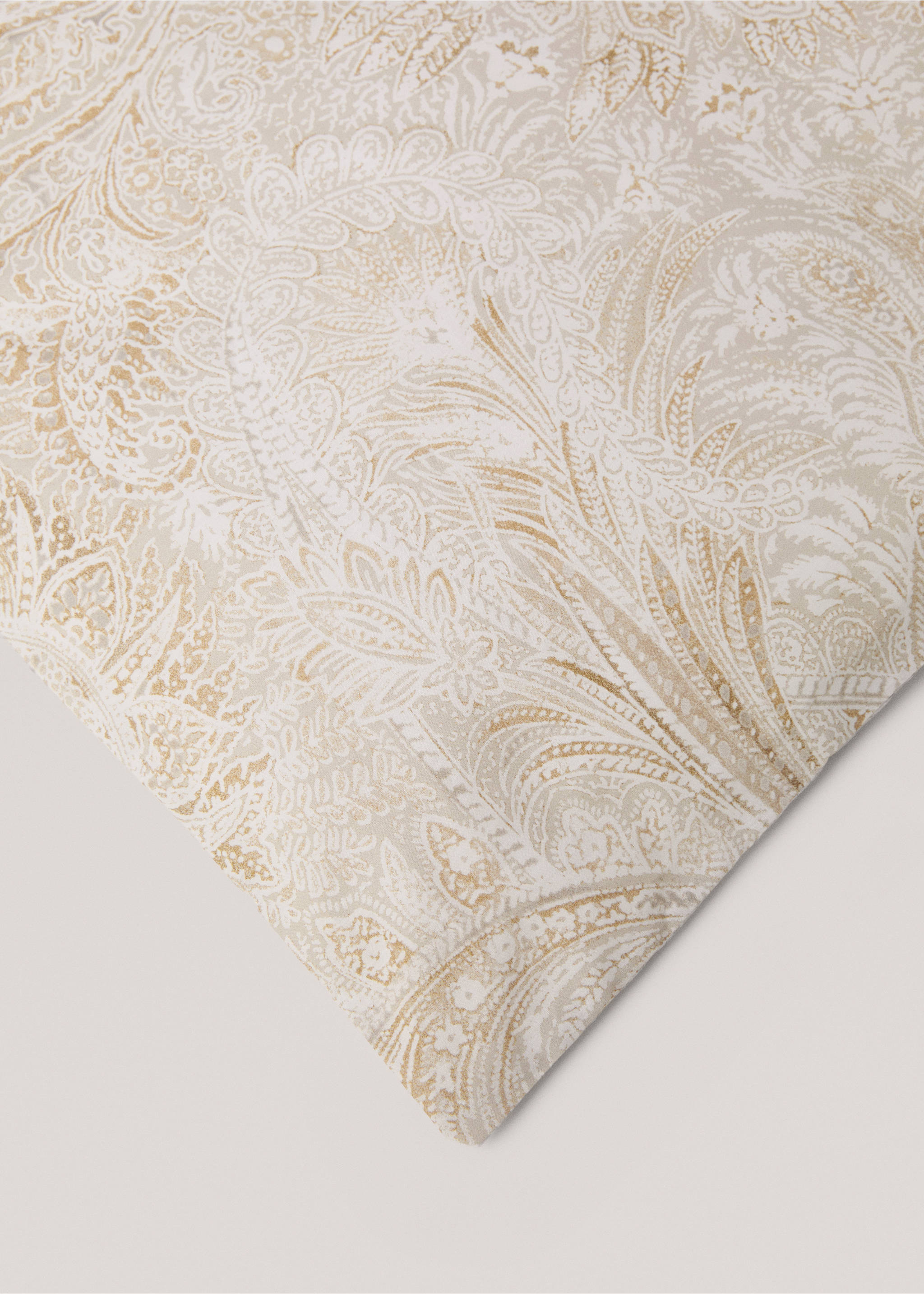 Percale cotton Paisley-print duvet cover for 150cm bed - Details of the article 2, Beige. Ref: 77017708-00.