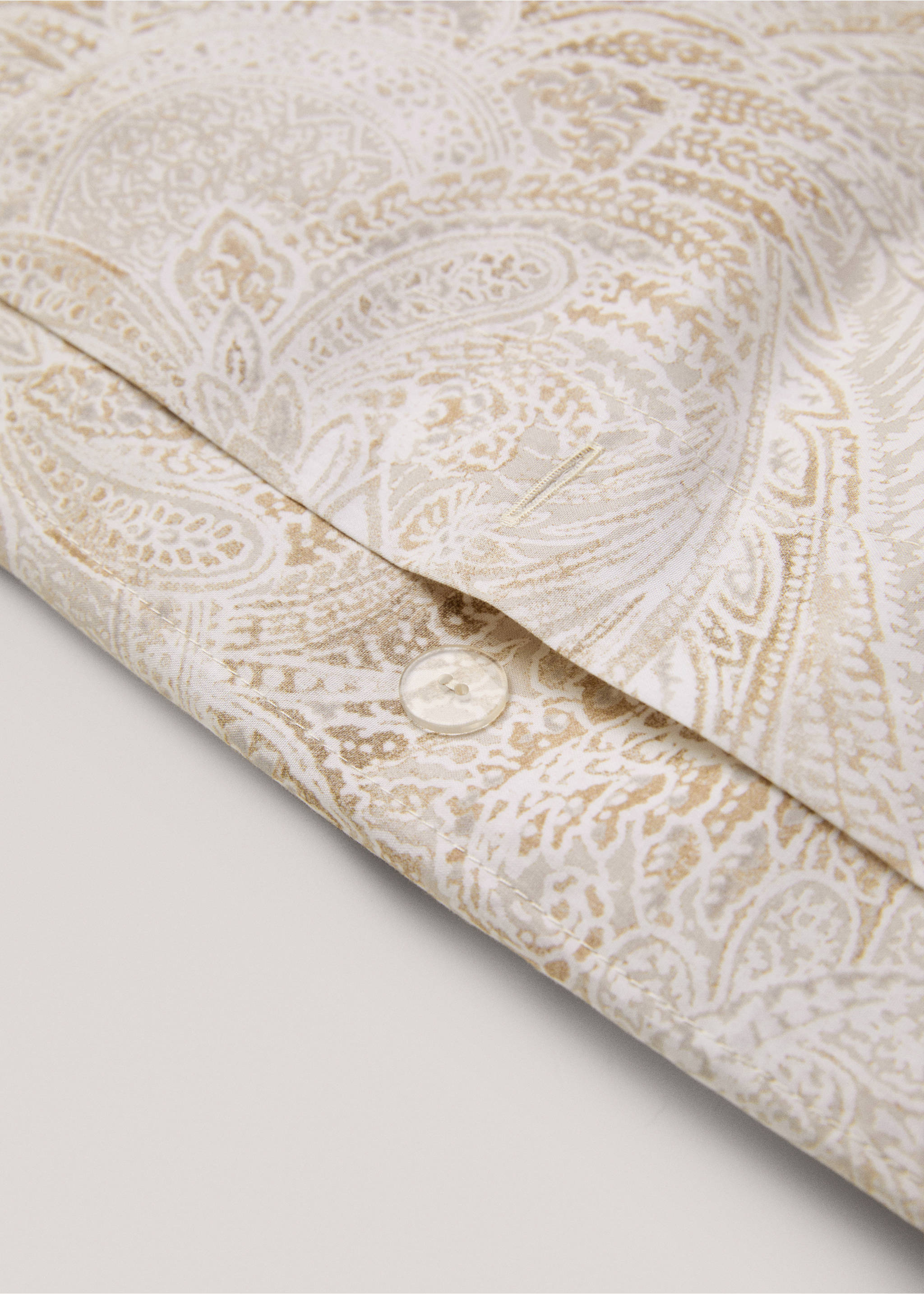 Percale cotton Paisley-print duvet cover for 150cm bed - Details of the article 3, Beige. Ref: 77017708-00.