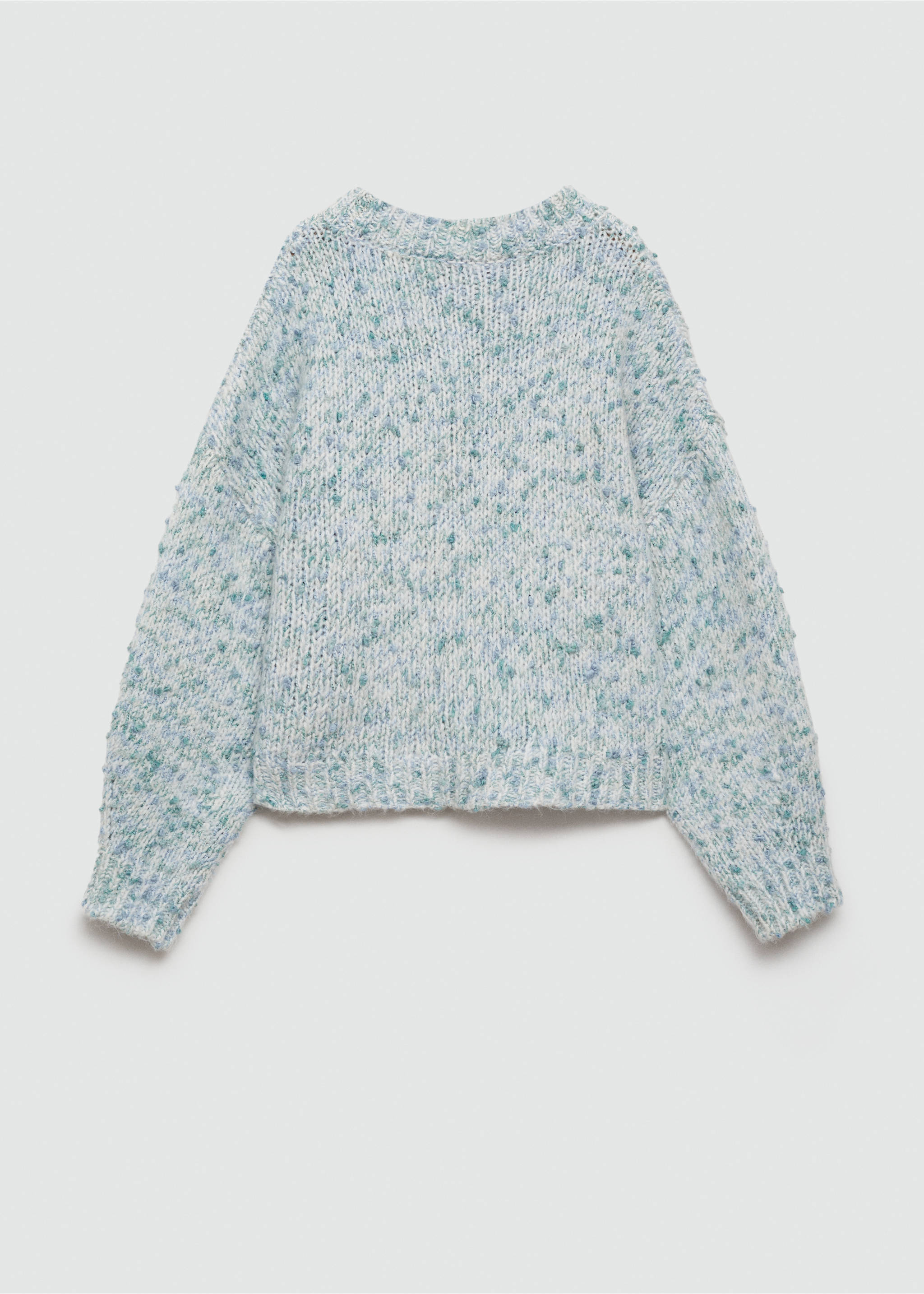 Bicolour knit sweater - Reverse of the article, Aqua Green. Ref: 77017709-00.
