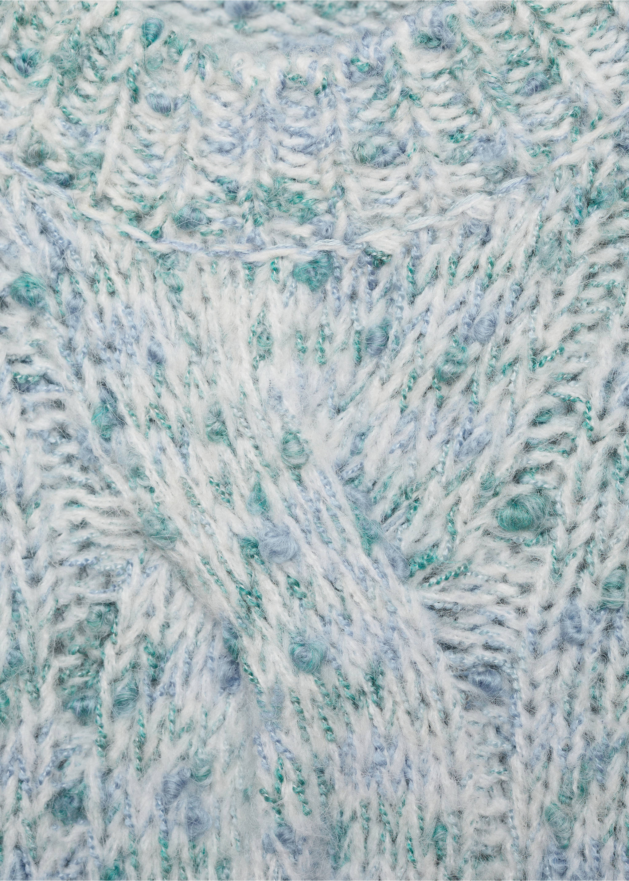 Bicolour knit sweater - Details of the article 8, Aqua Green. Ref: 77017709-00.