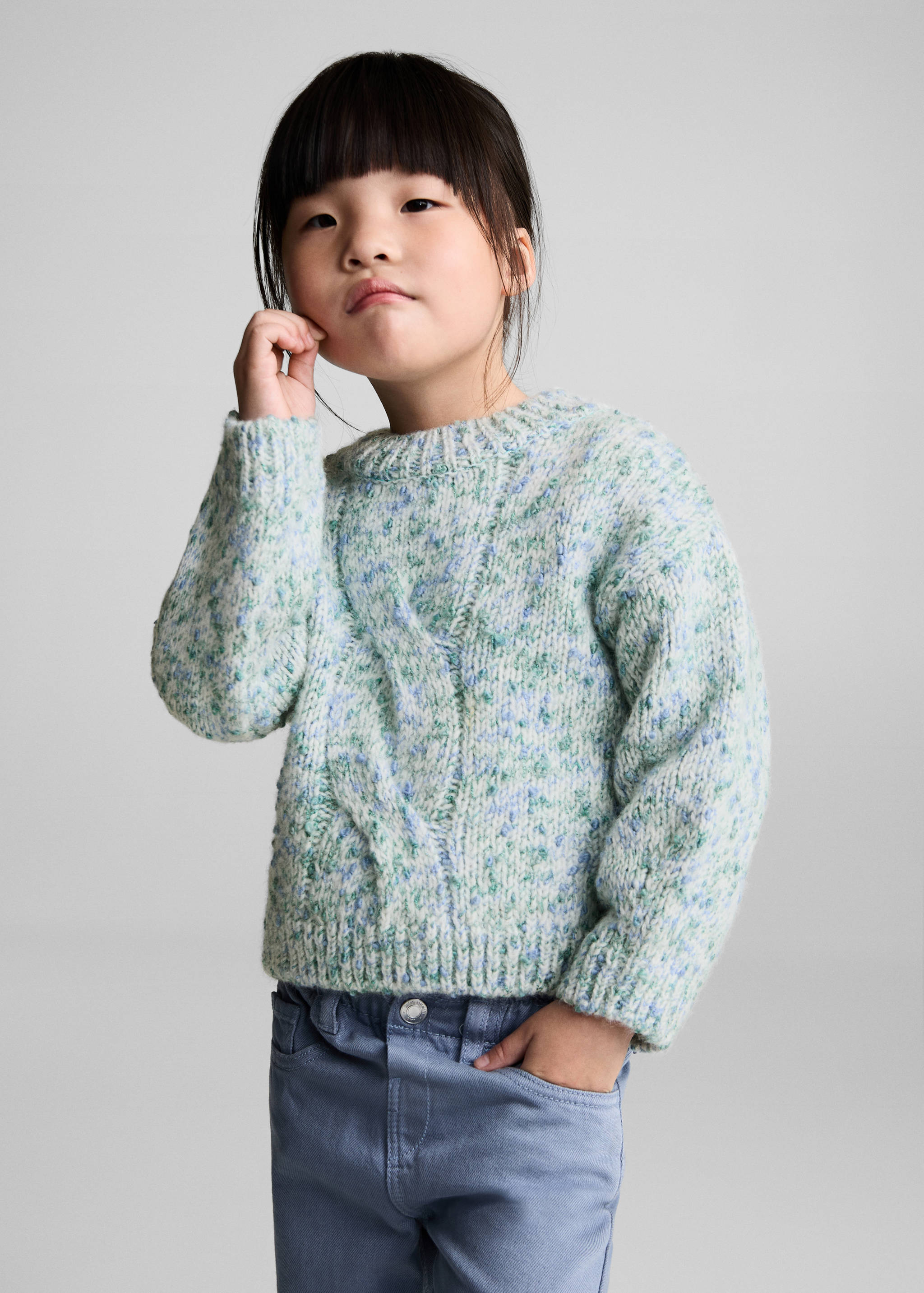 Pull-over bicolore maille - Plan moyen