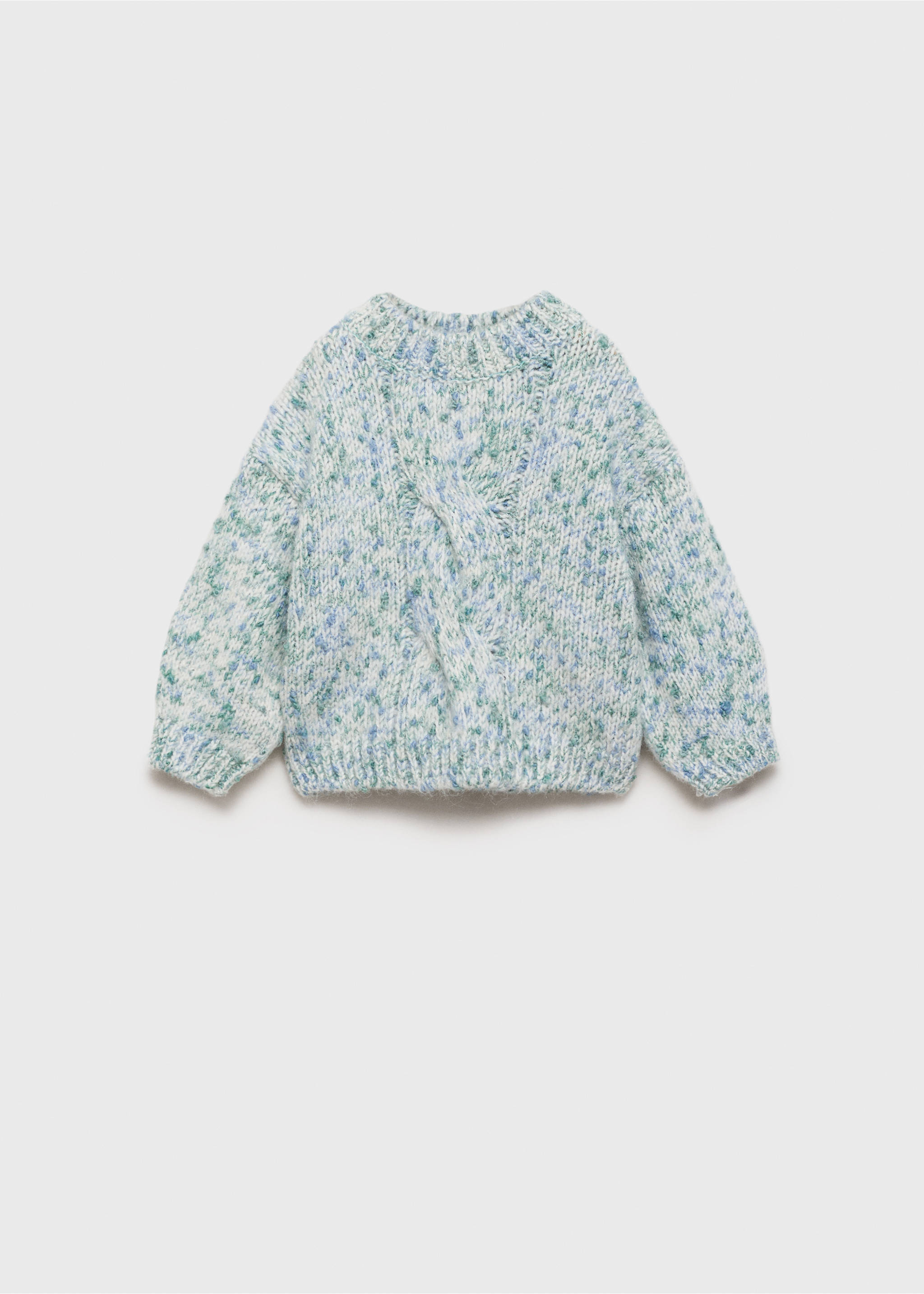 Bicolour knit sweater - Article without model, Aqua Green. Ref: 77017710-00.