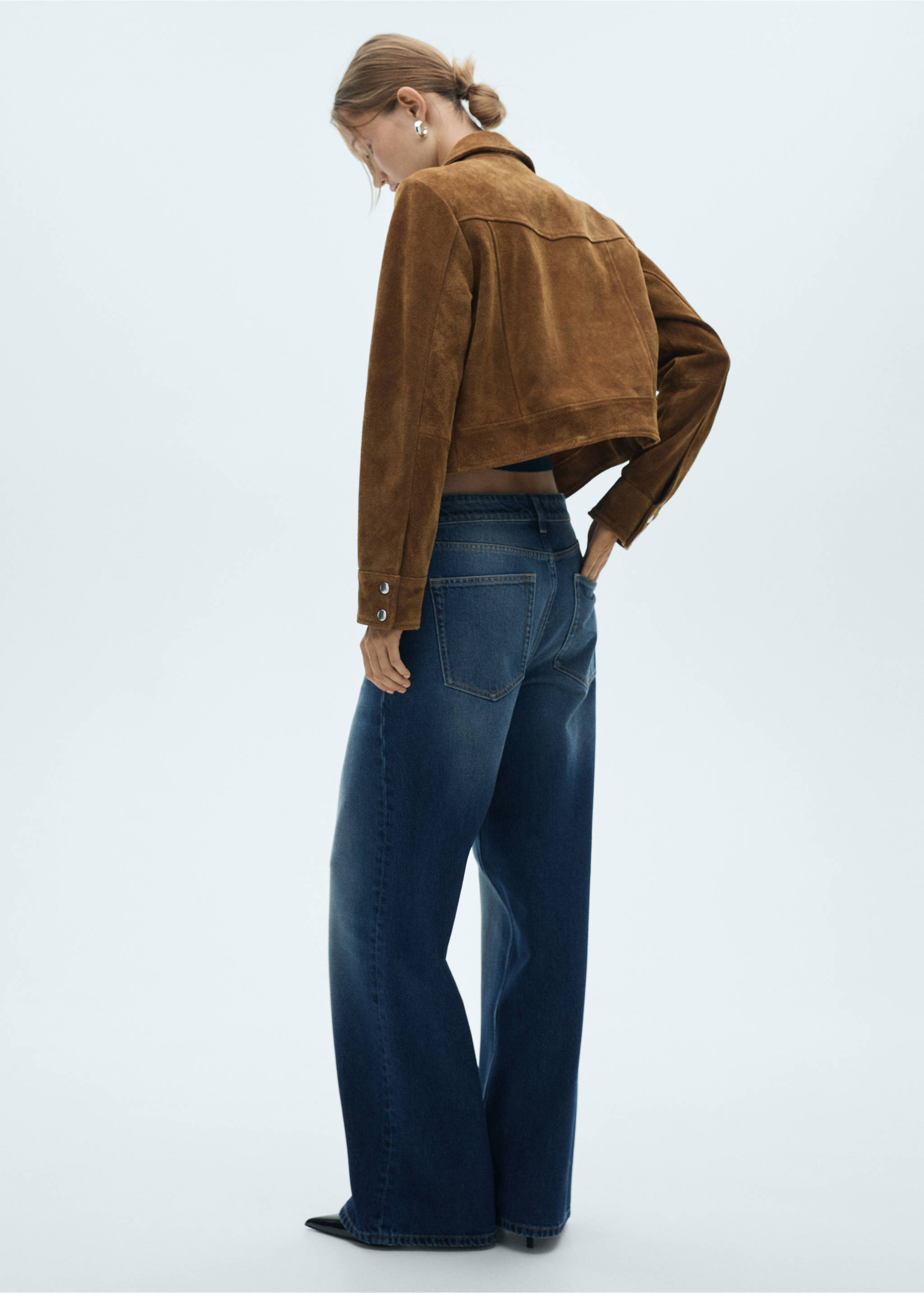 Jeans wideleg loose med lavt liv - Baksiden av artikkelen, Mørk blå. Ref: 77017716-00.