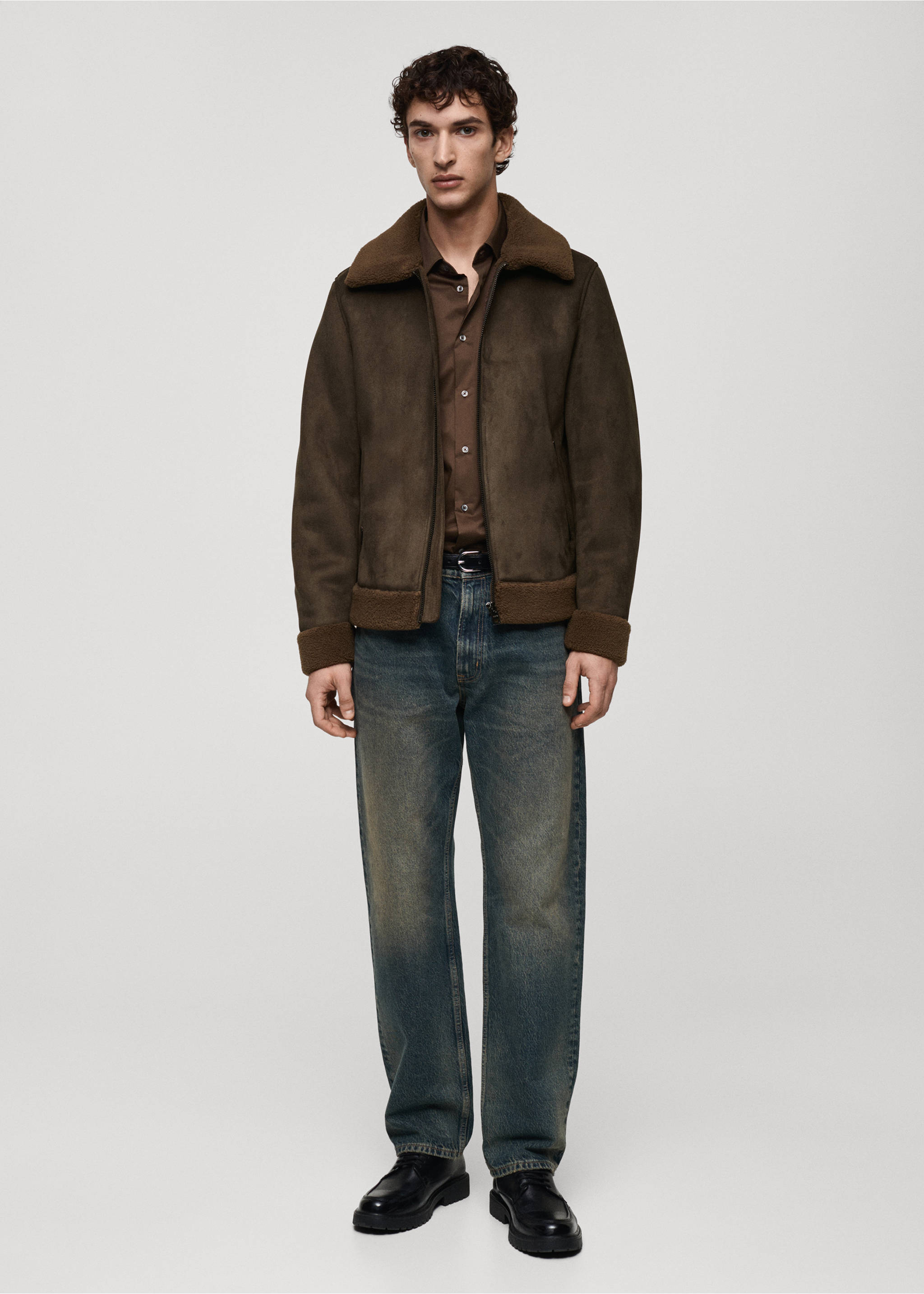 Doubleface-Jacke mit Wildledereffekt - Allgemeine Ansicht, Kognac. Ref: 77017915-00.