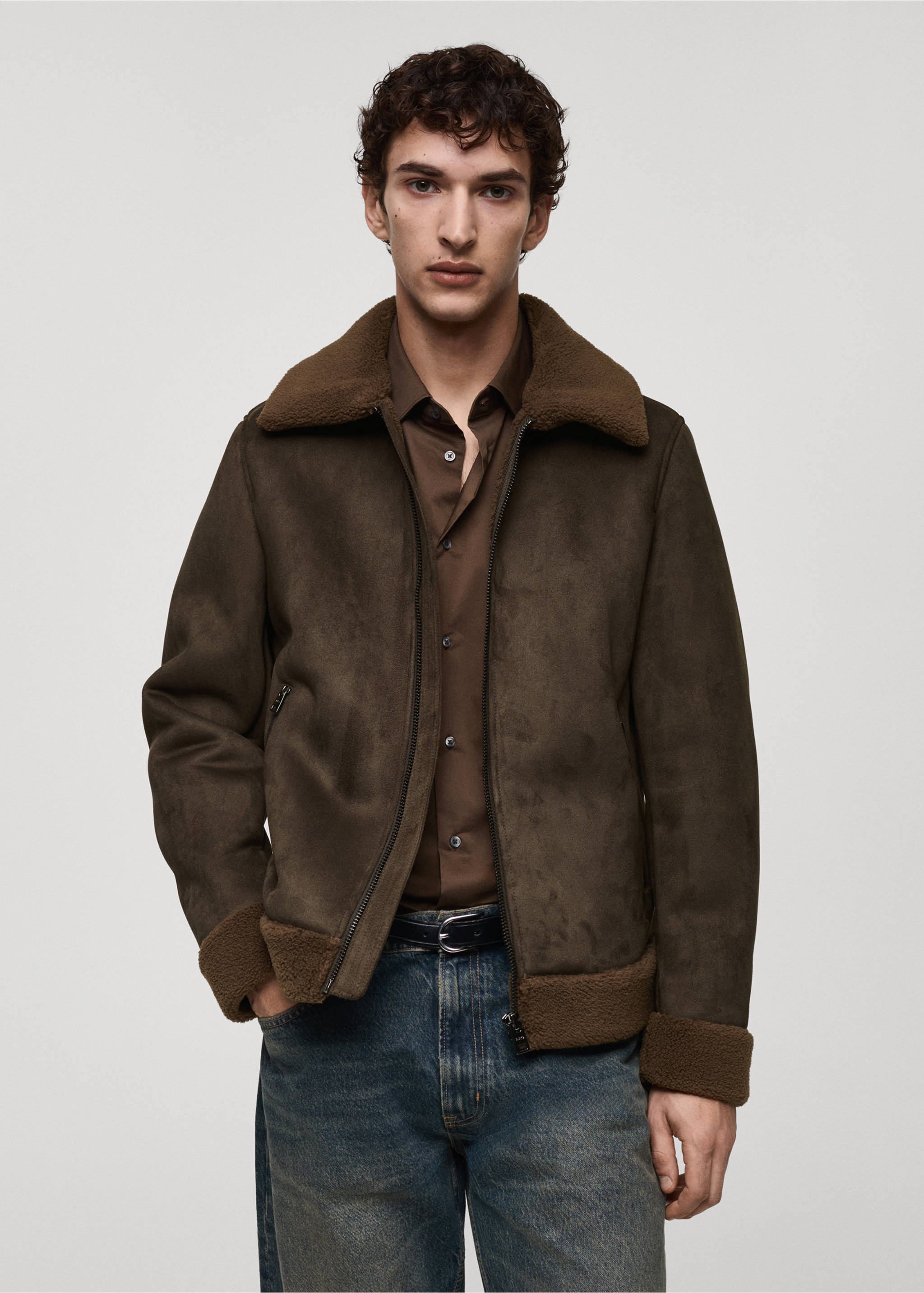 Doubleface-Jacke mit Wildledereffekt - Mittlere Ansicht, Kognac. Ref: 77017915-00.