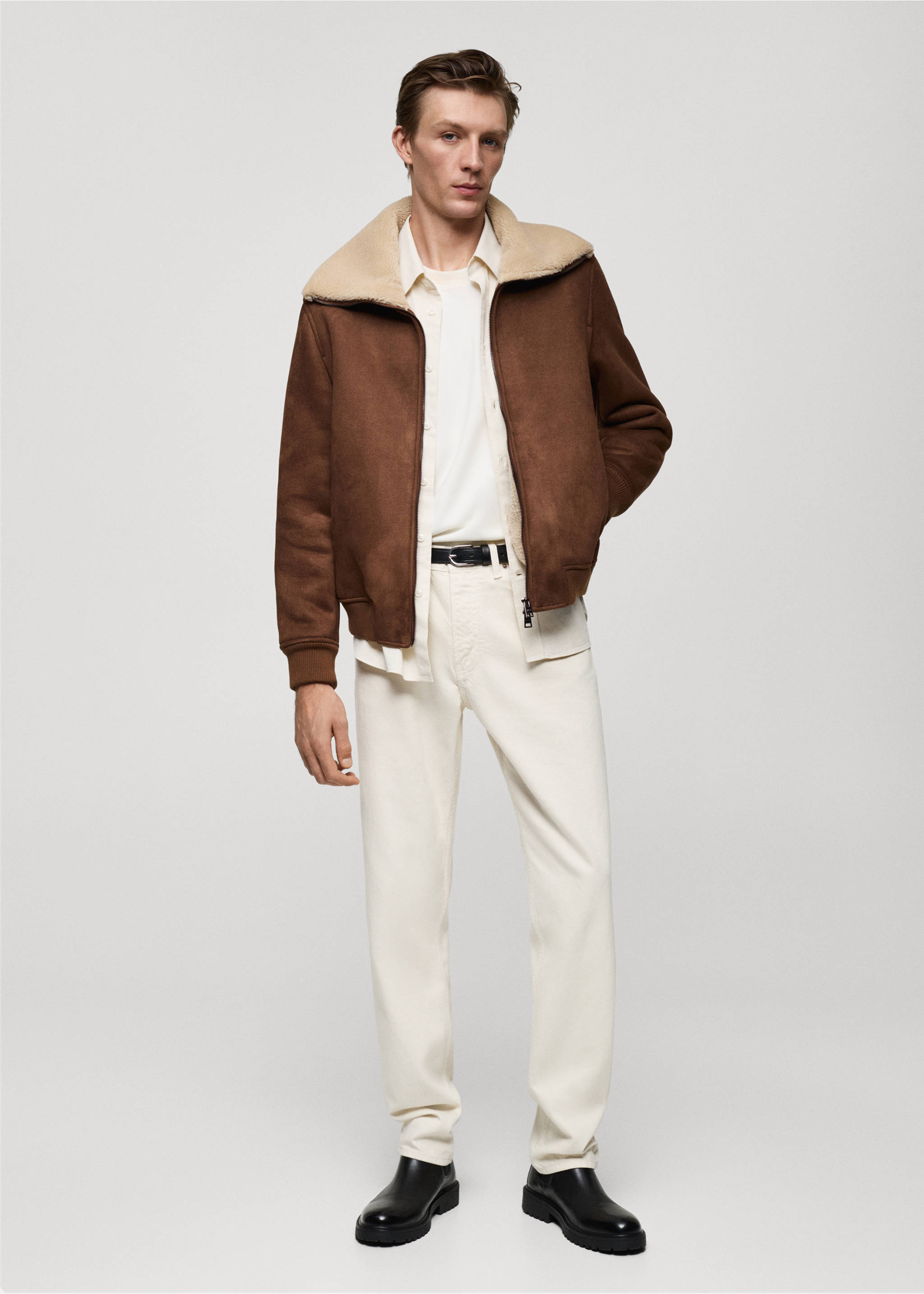 Doubleface-Jacke aus Kunstshearling - Allgemeine Ansicht, Braun. Ref: 77017917-00.