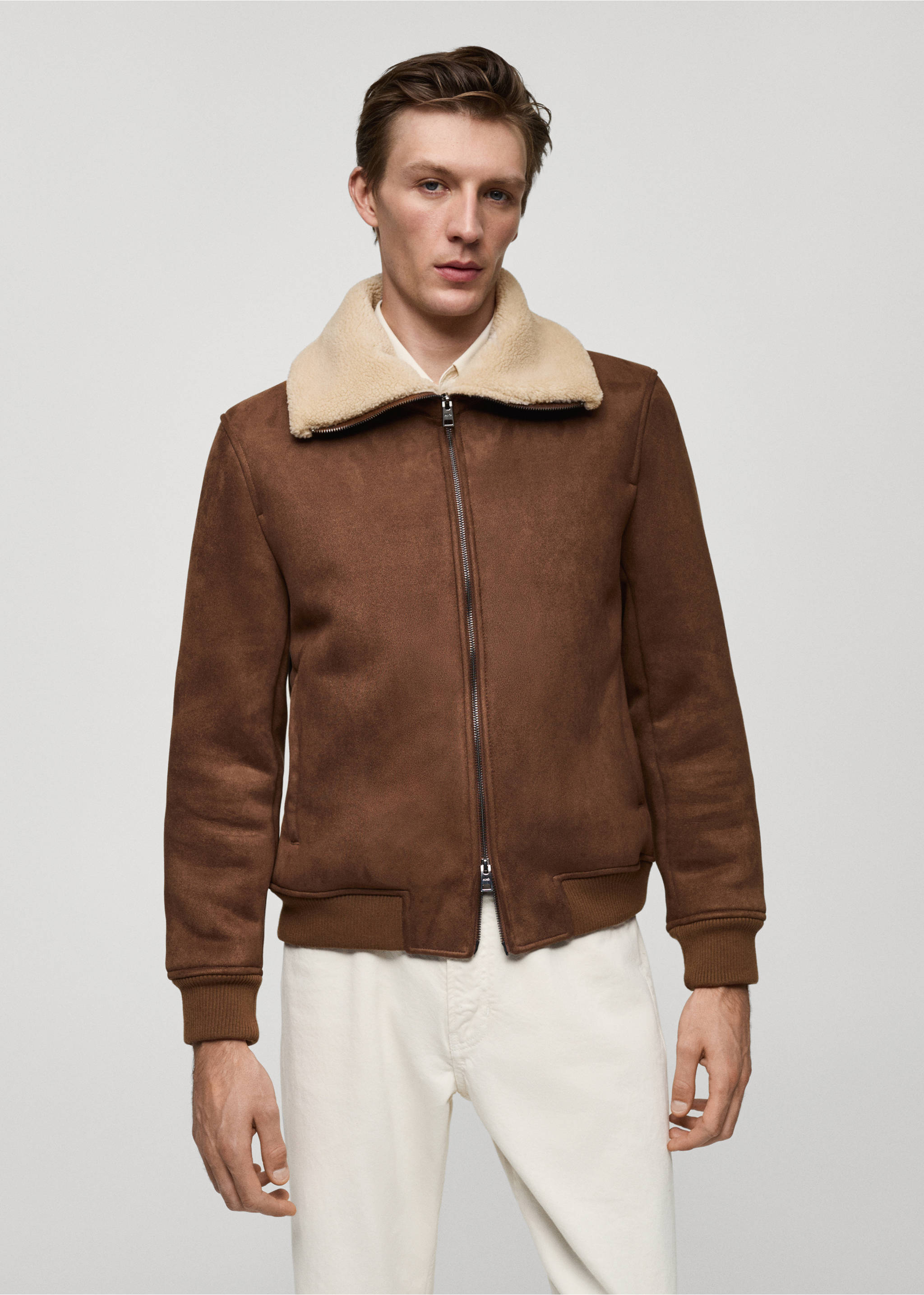 Doubleface-Jacke aus Kunstshearling - Mittlere Ansicht, Braun. Ref: 77017917-00.