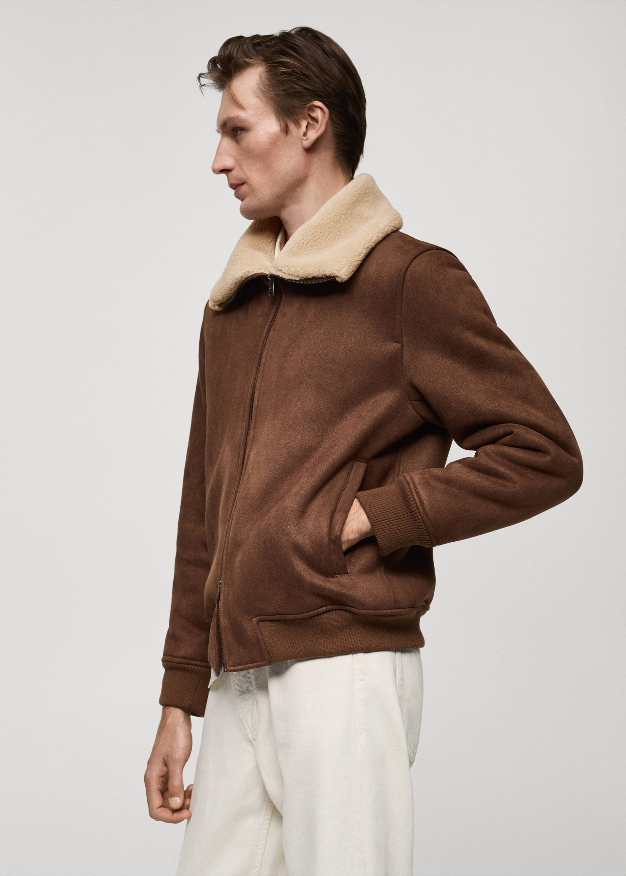 Doubleface-Jacke aus Kunstshearling - Detail des Artikels 2, Braun. Ref: 77017917-00.
