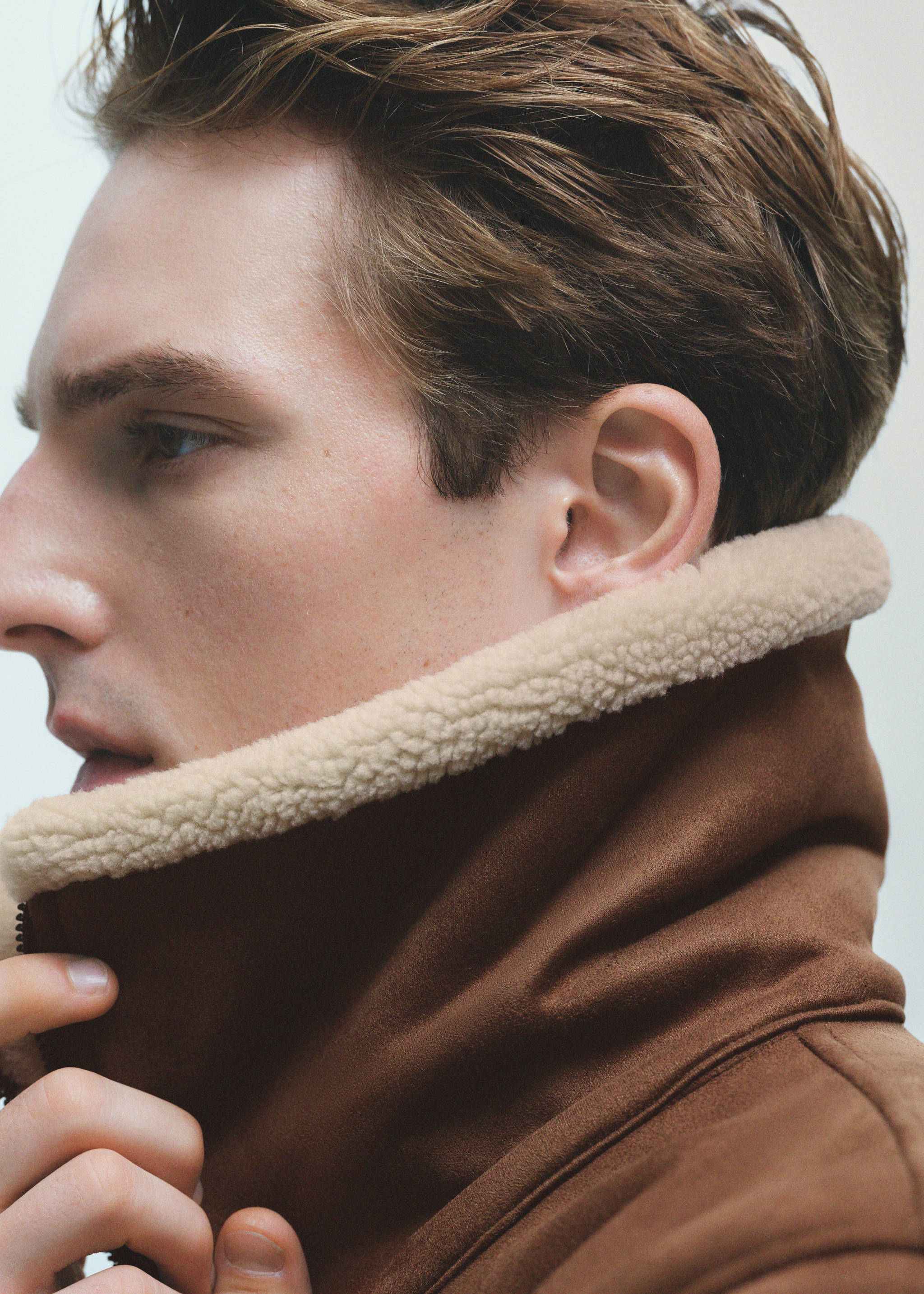 Doubleface-Jacke aus Kunstshearling - Detail des Artikels 3, Braun. Ref: 77017917-00.