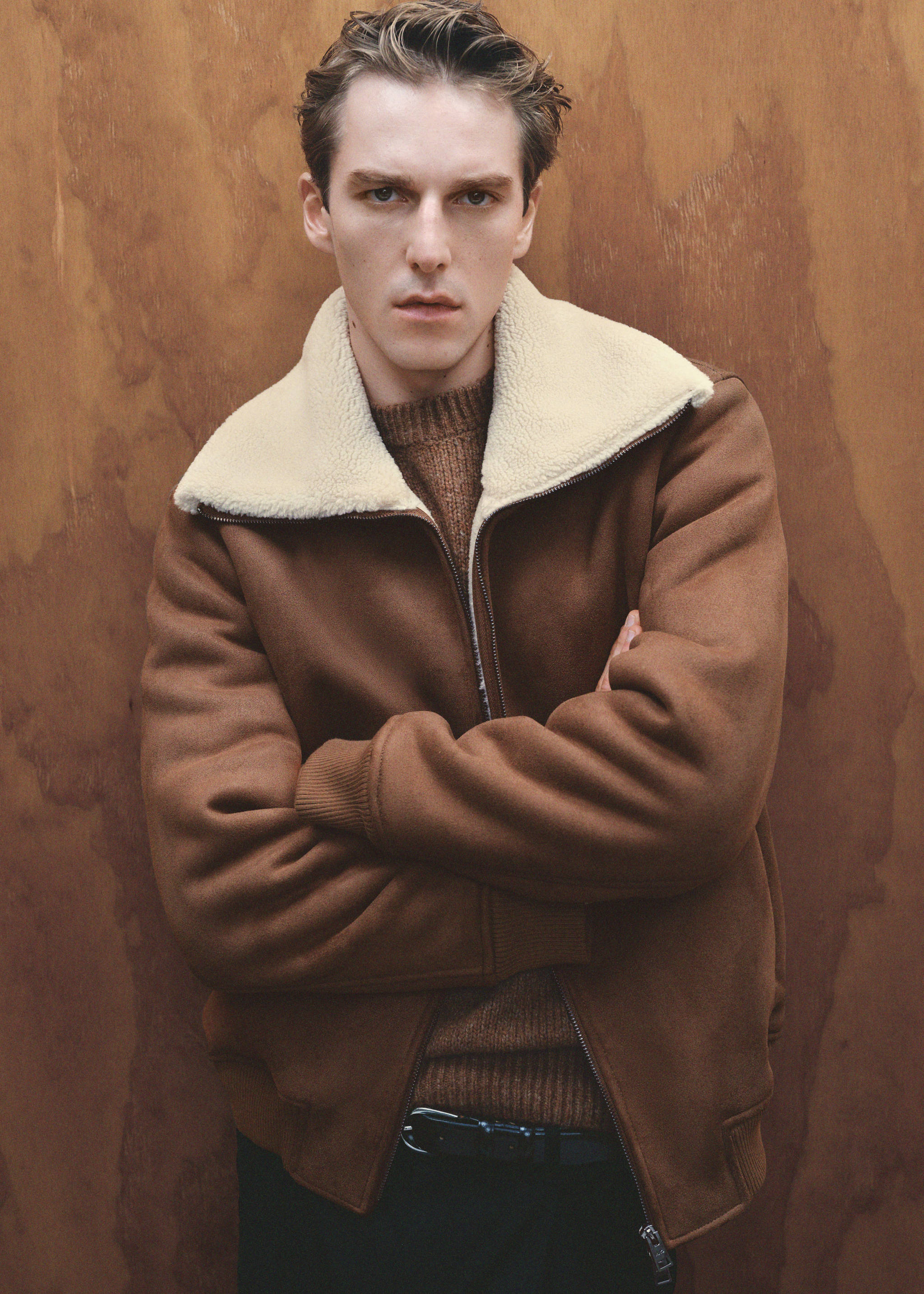 Doubleface-Jacke aus Kunstshearling - Detail des Artikels 5, Braun. Ref: 77017917-00.