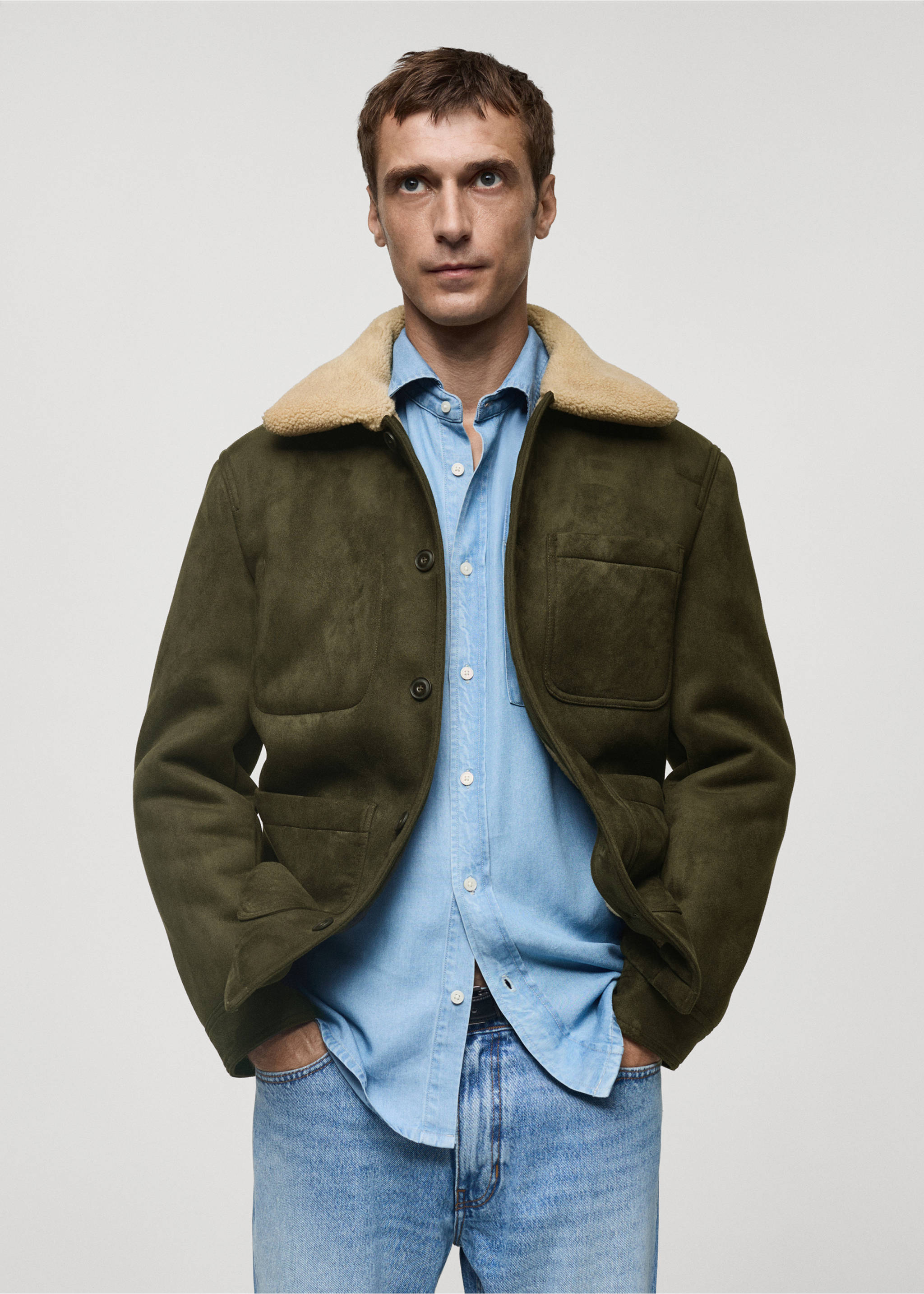 Double face jacket with fleece lining - Medium plane, Khaki. Ref: 77017918-00.