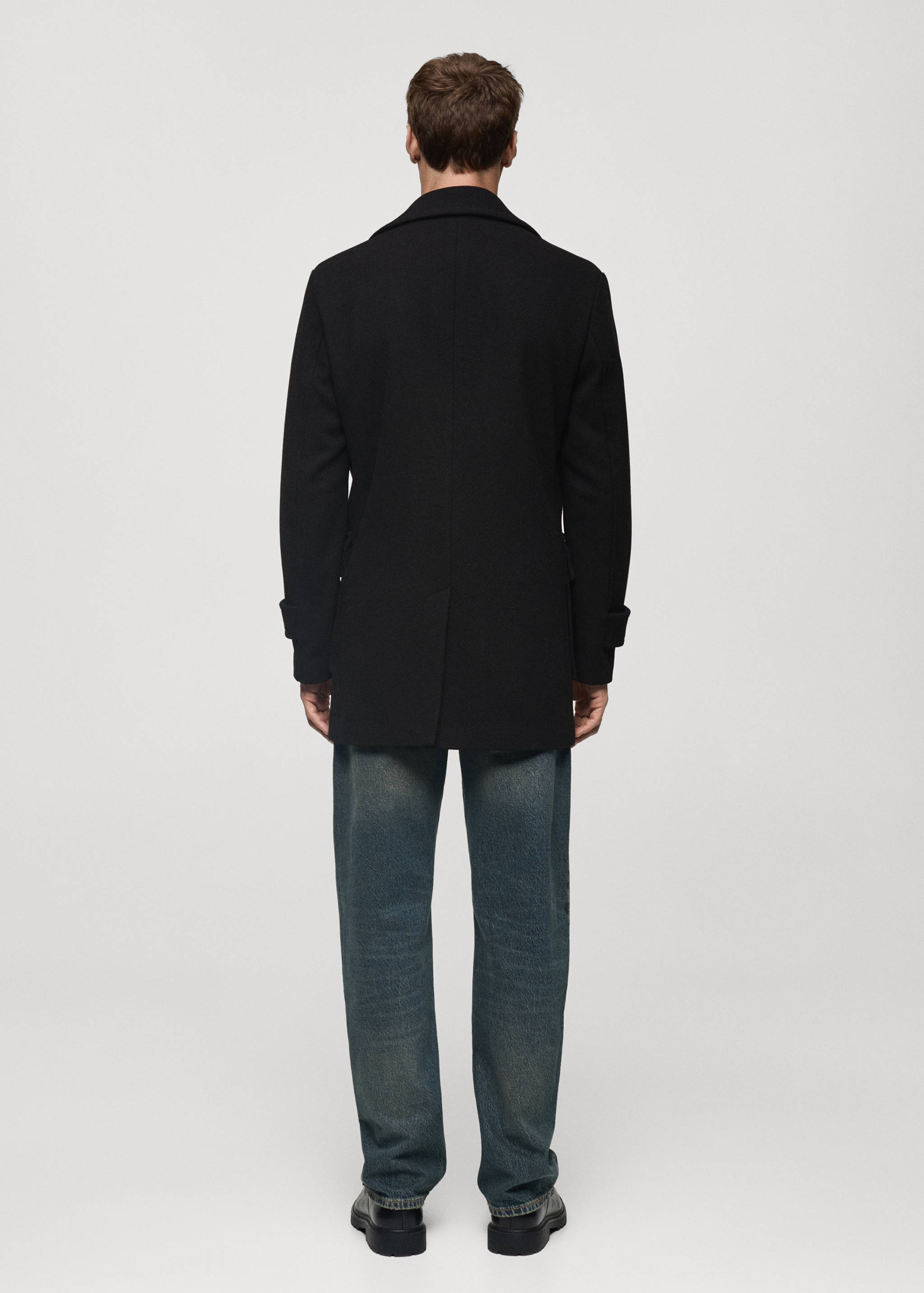 Recycled wool double-breasted coat - Reverse of the article