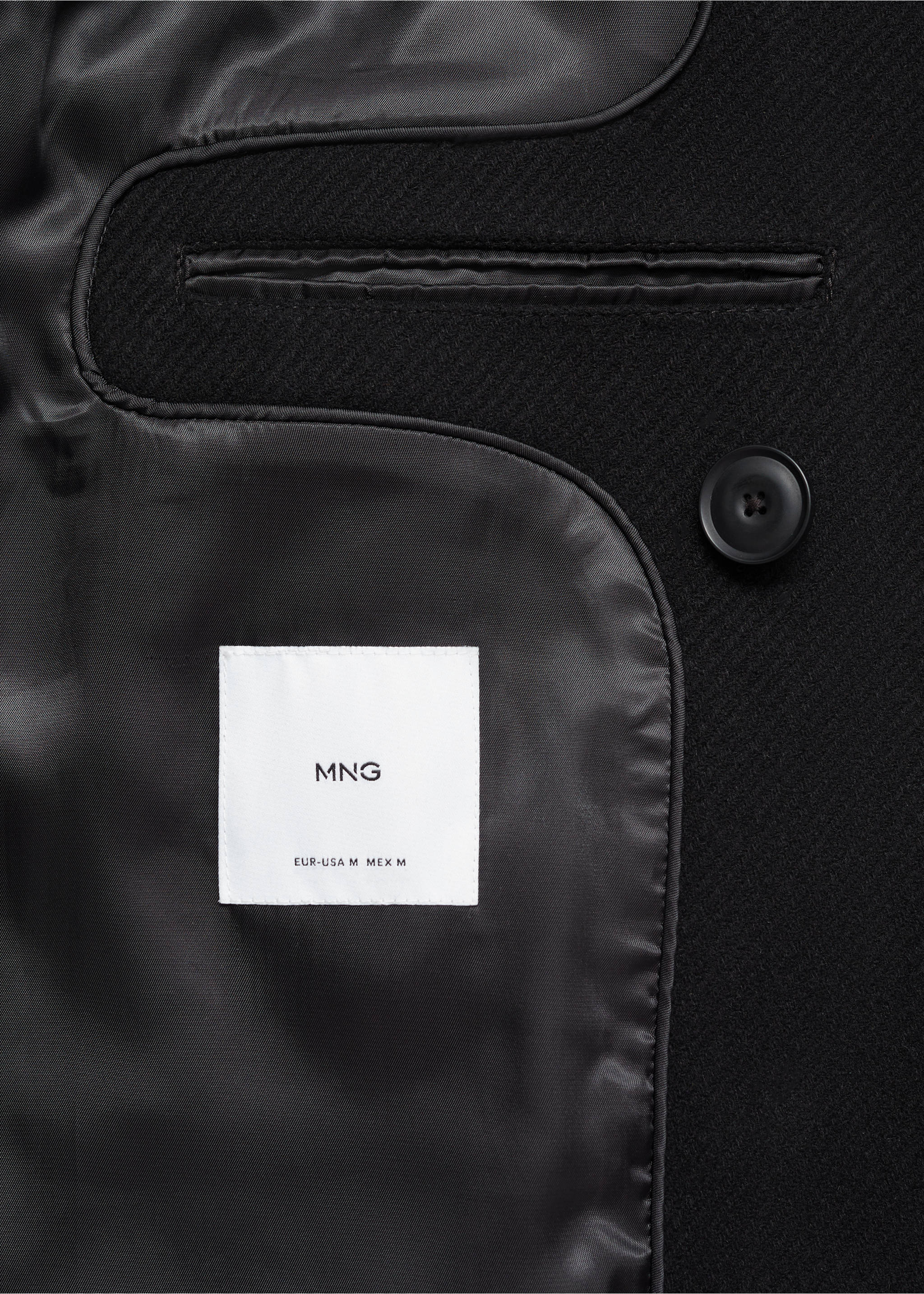 Recycled wool double-breasted coat - Details of the article 0, Black. Ref: 77017920-00.