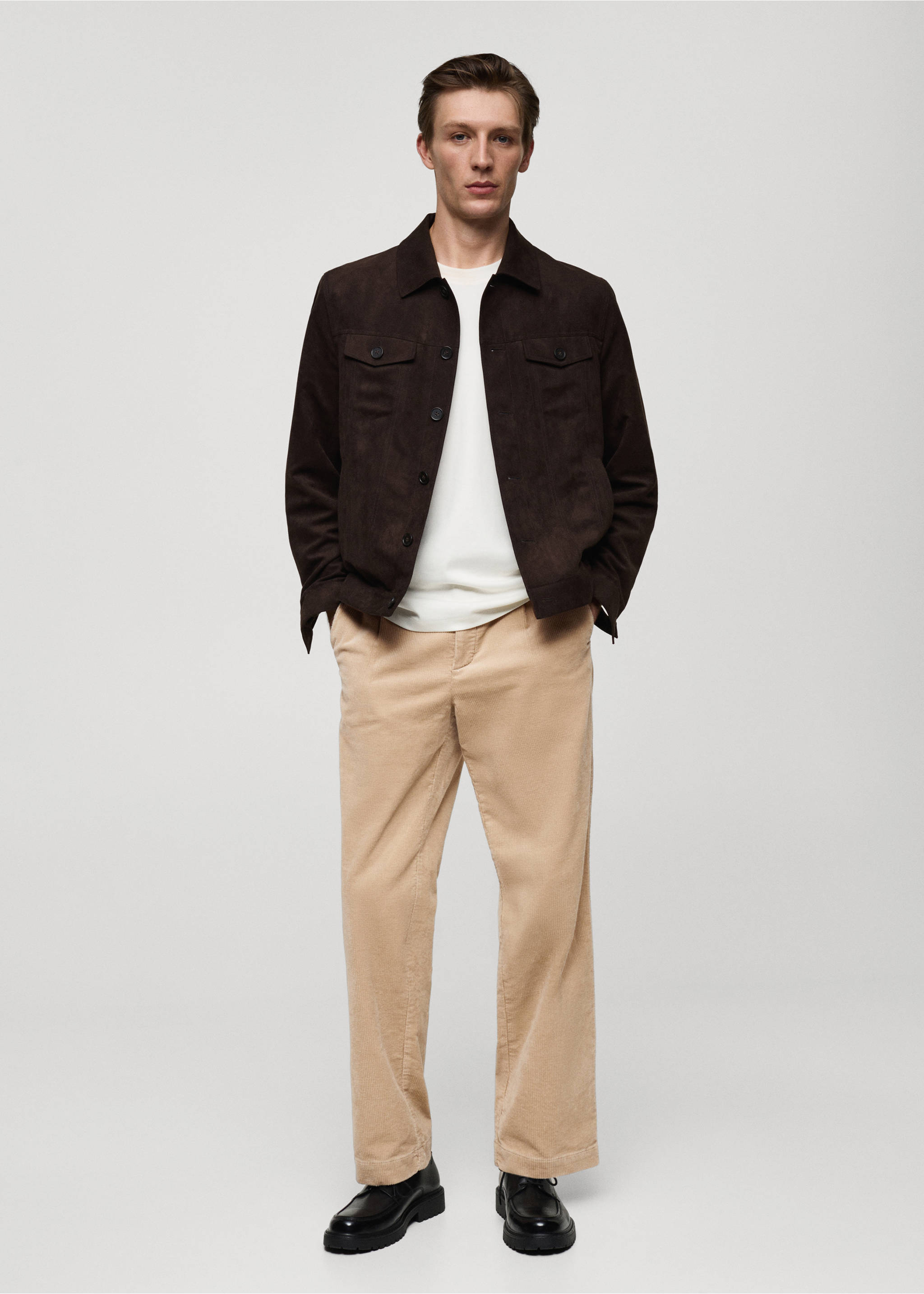 Corduroy straight-fit trousers - General plane, Beige. Ref: 77017921-00.