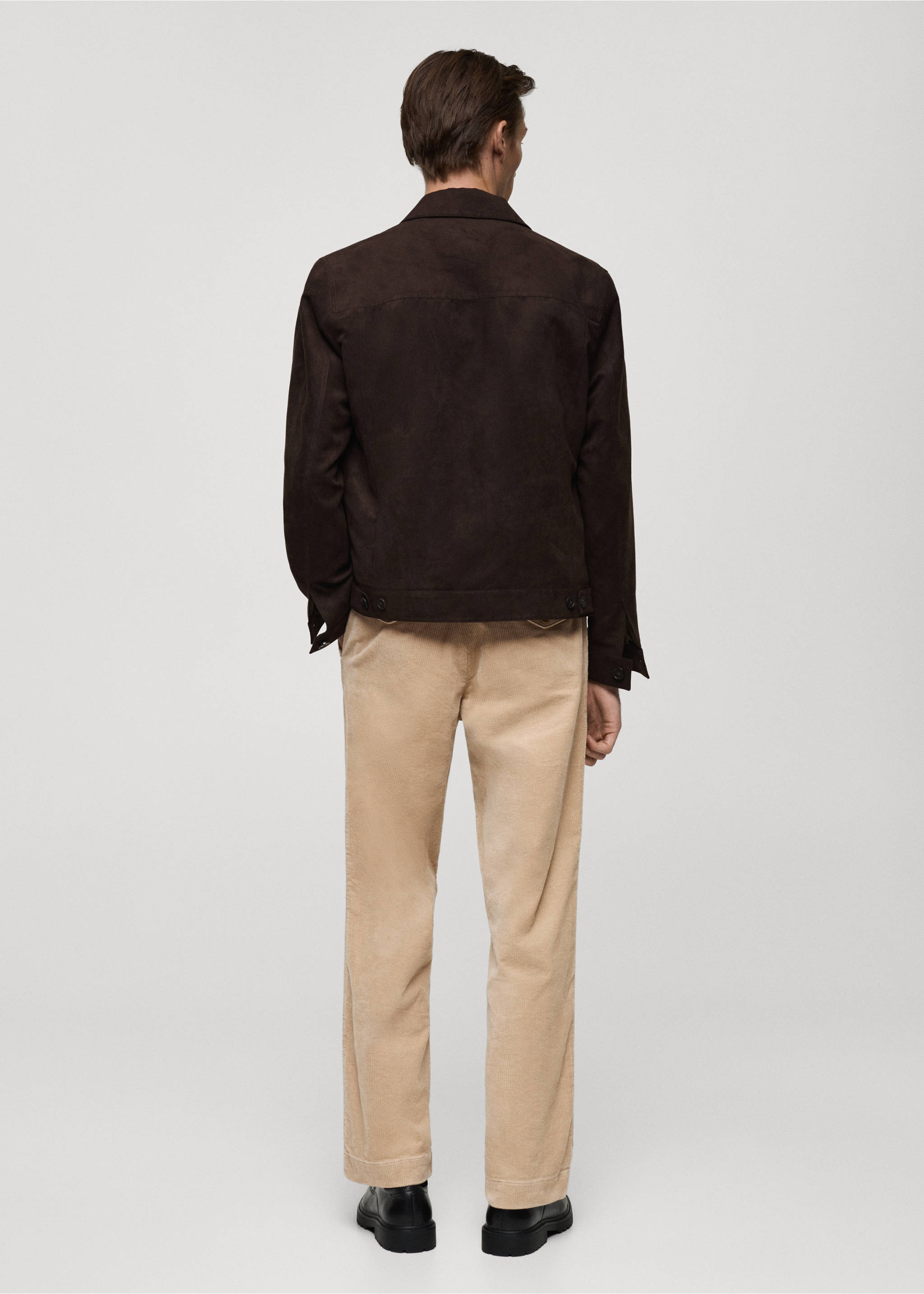 Corduroy straight-fit trousers - Reverse of the article, Beige. Ref: 77017921-00.