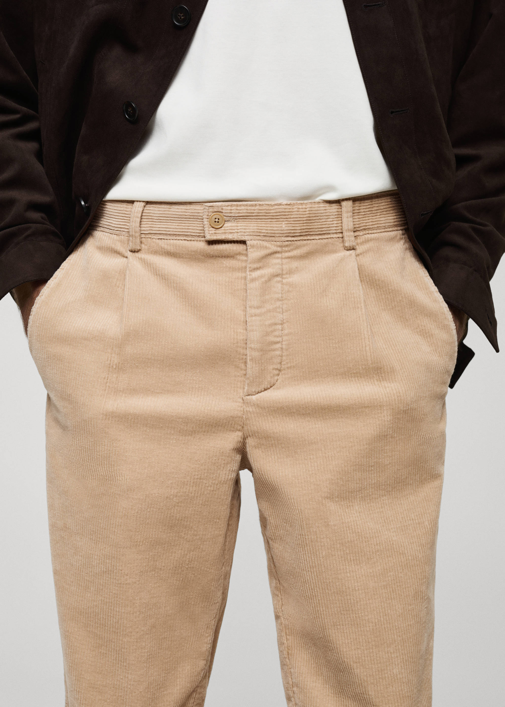Corduroy straight-fit trousers - Details of the article 1