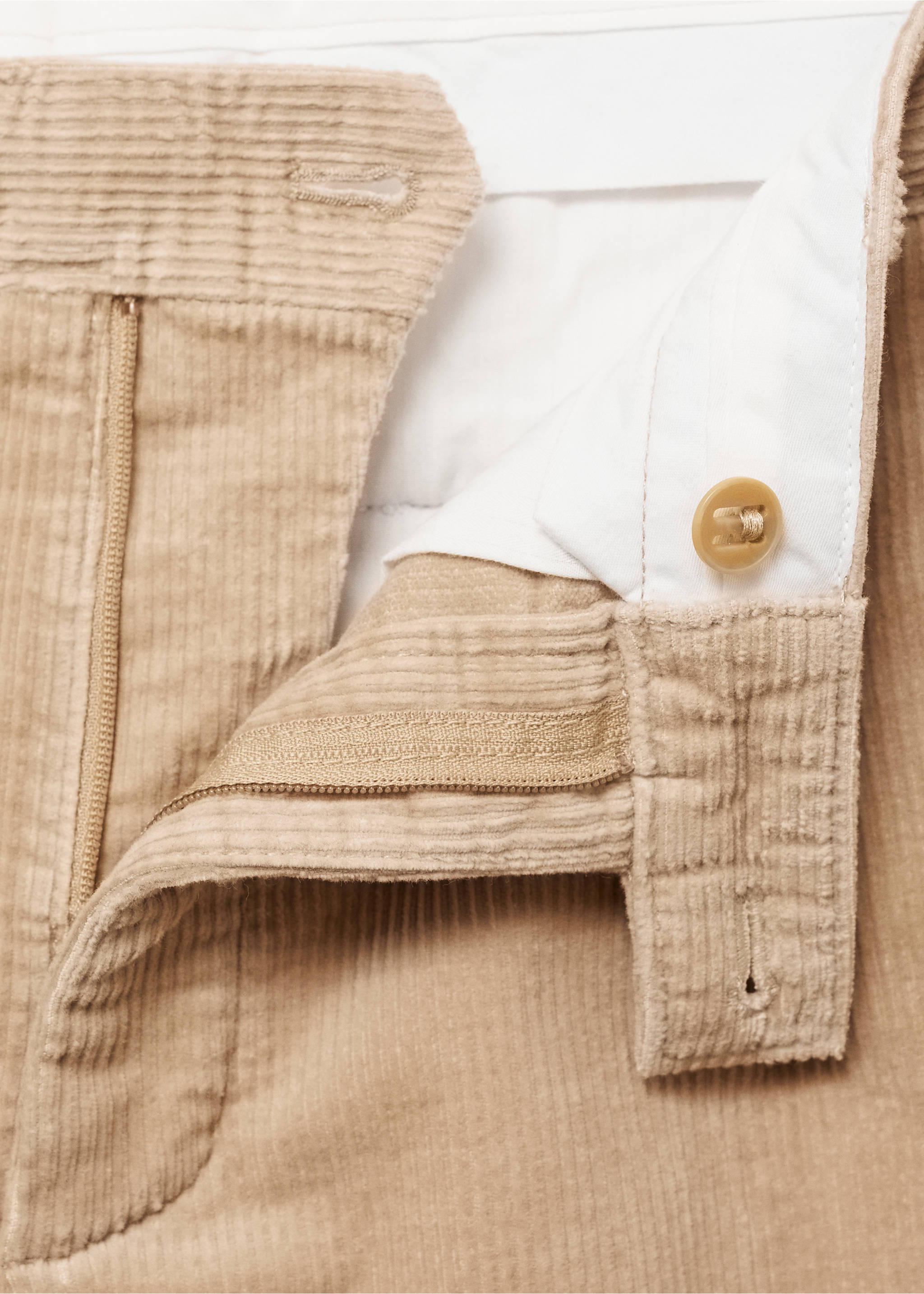 Corduroy straight-fit trousers - Details of the article 8, Beige. Ref: 77017921-00.