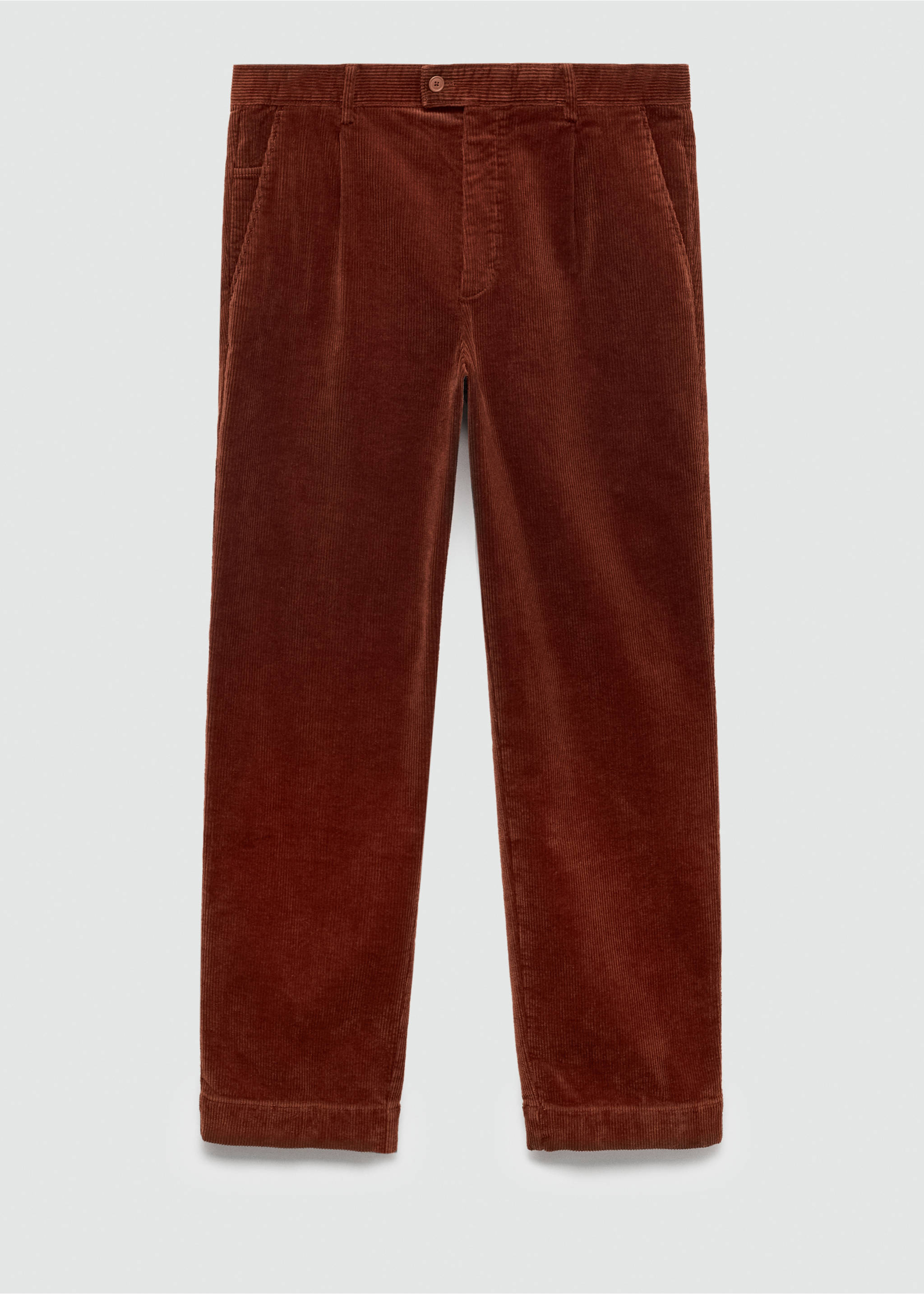 Pantalon velours côtelé pinces straight-fit - Article sans modèle, Rouge-orangé. Ref: 77017921-00.