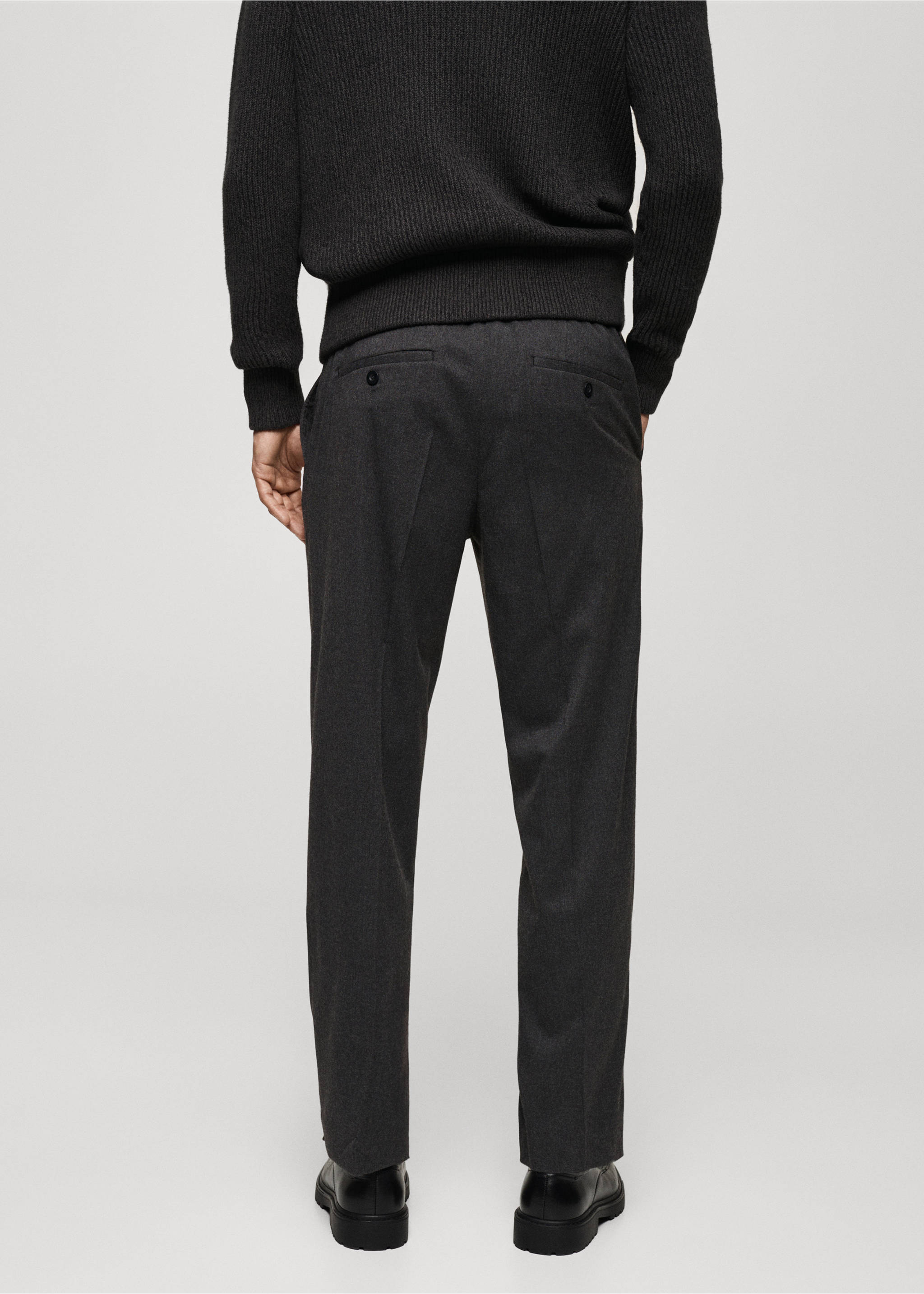 Regular fit cord pleated trousers - Reverse of the article, Grey. Ref: 77017922-00.