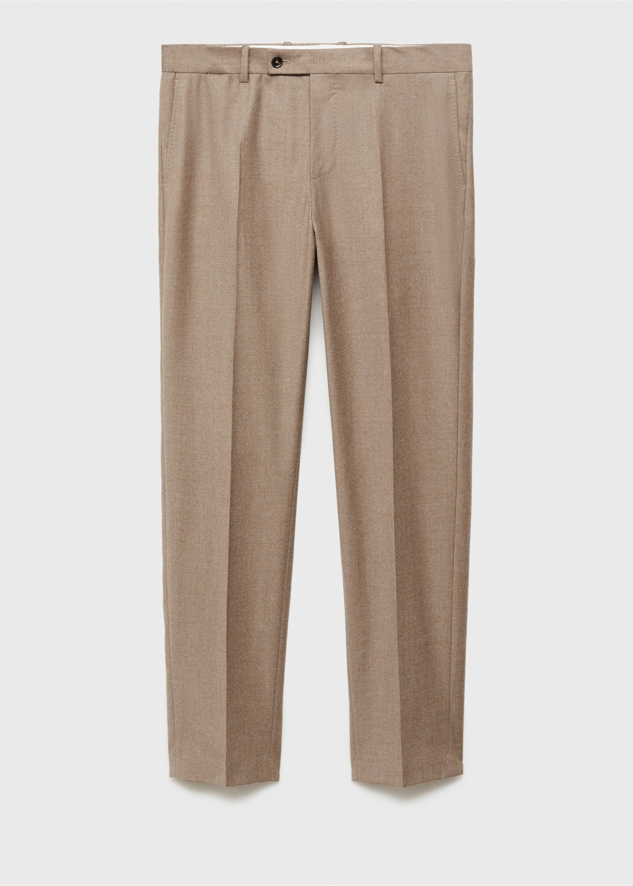 Pantalón traje franela 100% lana italiana - Artículo sin modelo, Marrón medio. Ref: 77017925-00.