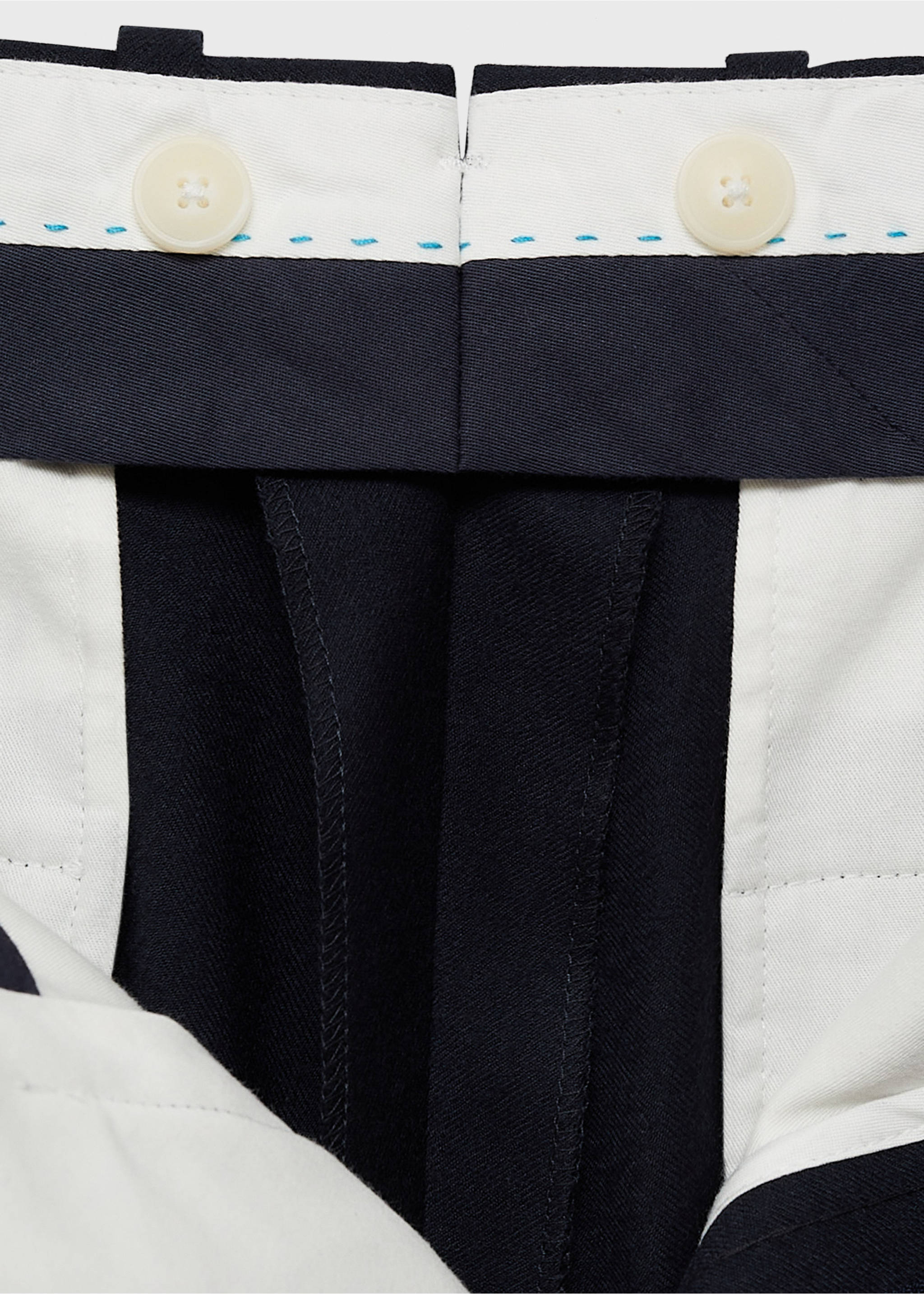 100% Italian virgin wool flannel suit trousers - Details of the article 0, Dark Navy. Ref: 77017926-00.