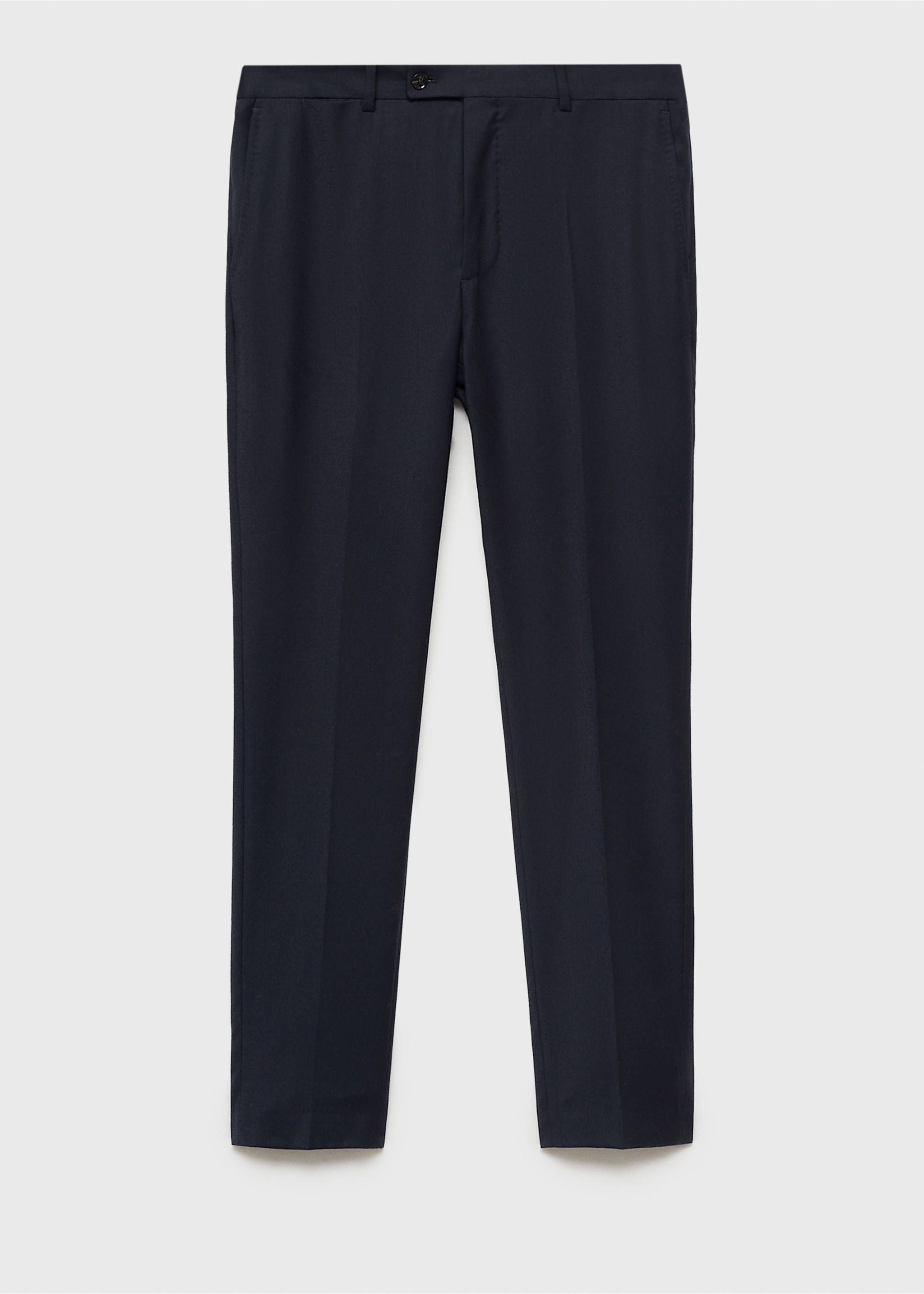 100% Italian virgin wool flannel suit trousers - Article without model, Dark Navy. Ref: 77017926-00.