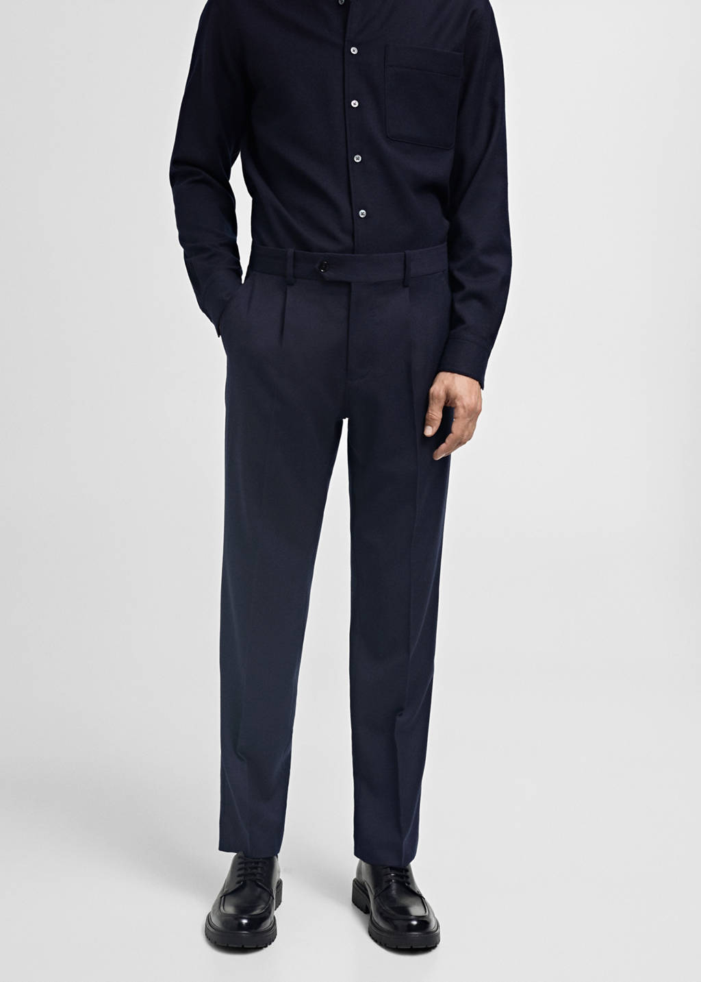 100% virgin wool flannel suit pants - Men | MANGO OUTLET USA